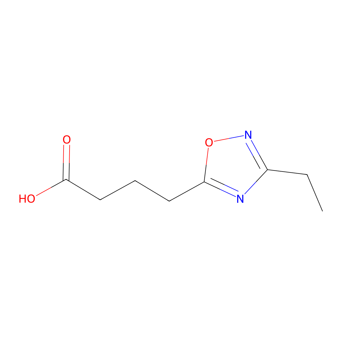 4-(3-Ethyl-1,2,4-oxadiazol-5-yl)butanoic acid molecular structure, CAS 1038375-62-0