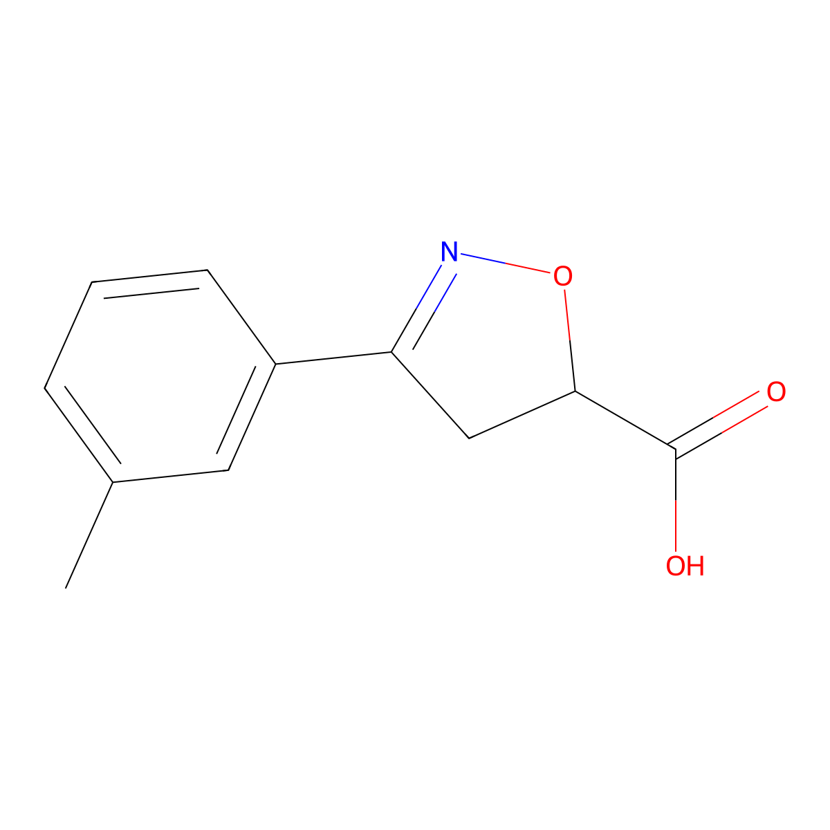 3-(3-Methylphenyl)-4,5-dihydro-1,2-oxazole-5-carboxylic acid molecular structure, CAS 1038376-42-9