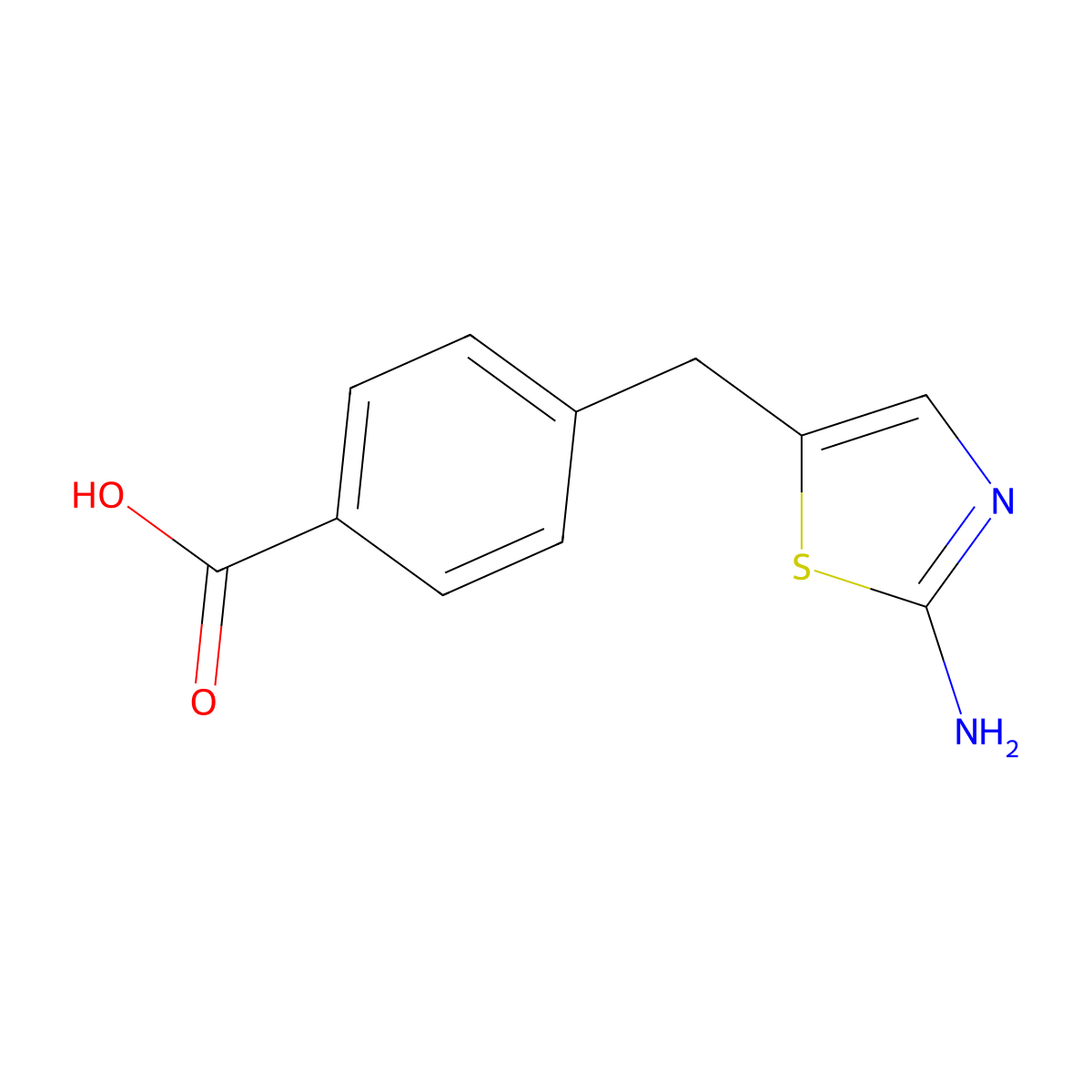 4-((2-Aminothiazol-5-yl)methyl)benzoic acid molecular structure, CAS 1038381-40-6