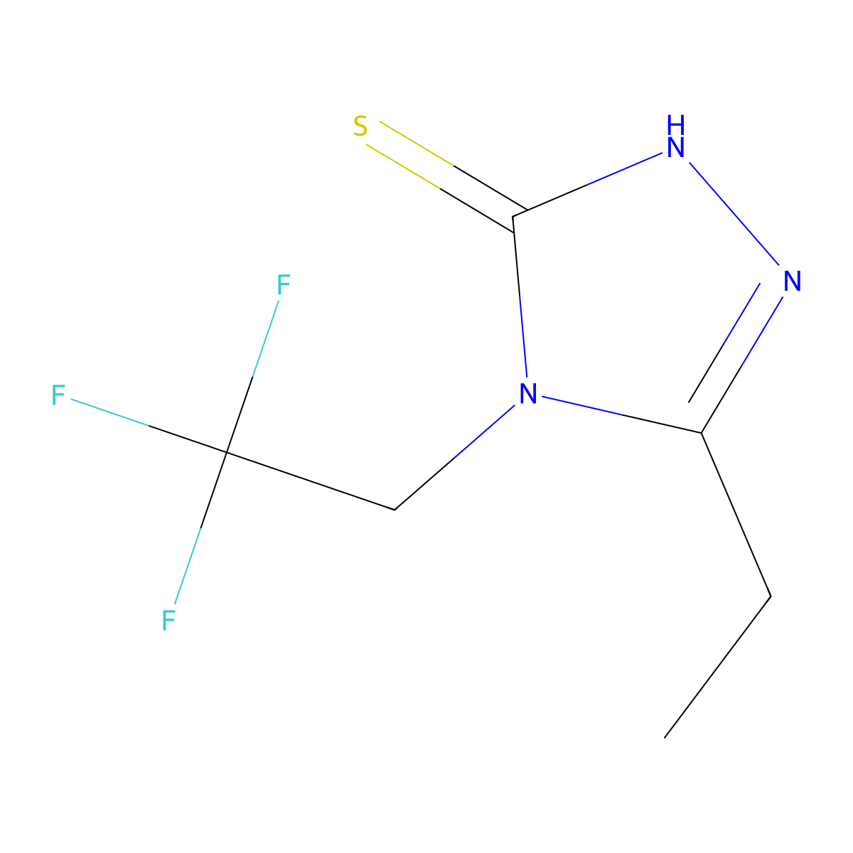 5-ethyl-4-(2,2,2-trifluoroethyl)-4H-1,2,4-triazole-3-thiol molecular structure, CAS 1038383-13-9