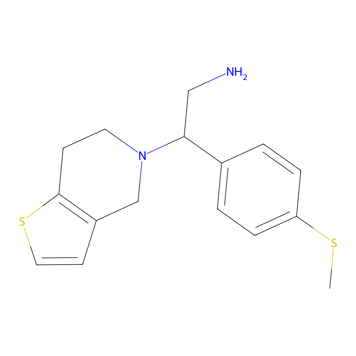 2-[4-(methylsulfanyl)phenyl]-2-{4H,5H,6H,7H-thieno[3,2-c]pyridin-5-yl}ethan-1-amine molecular structure, CAS 1038385-53-3