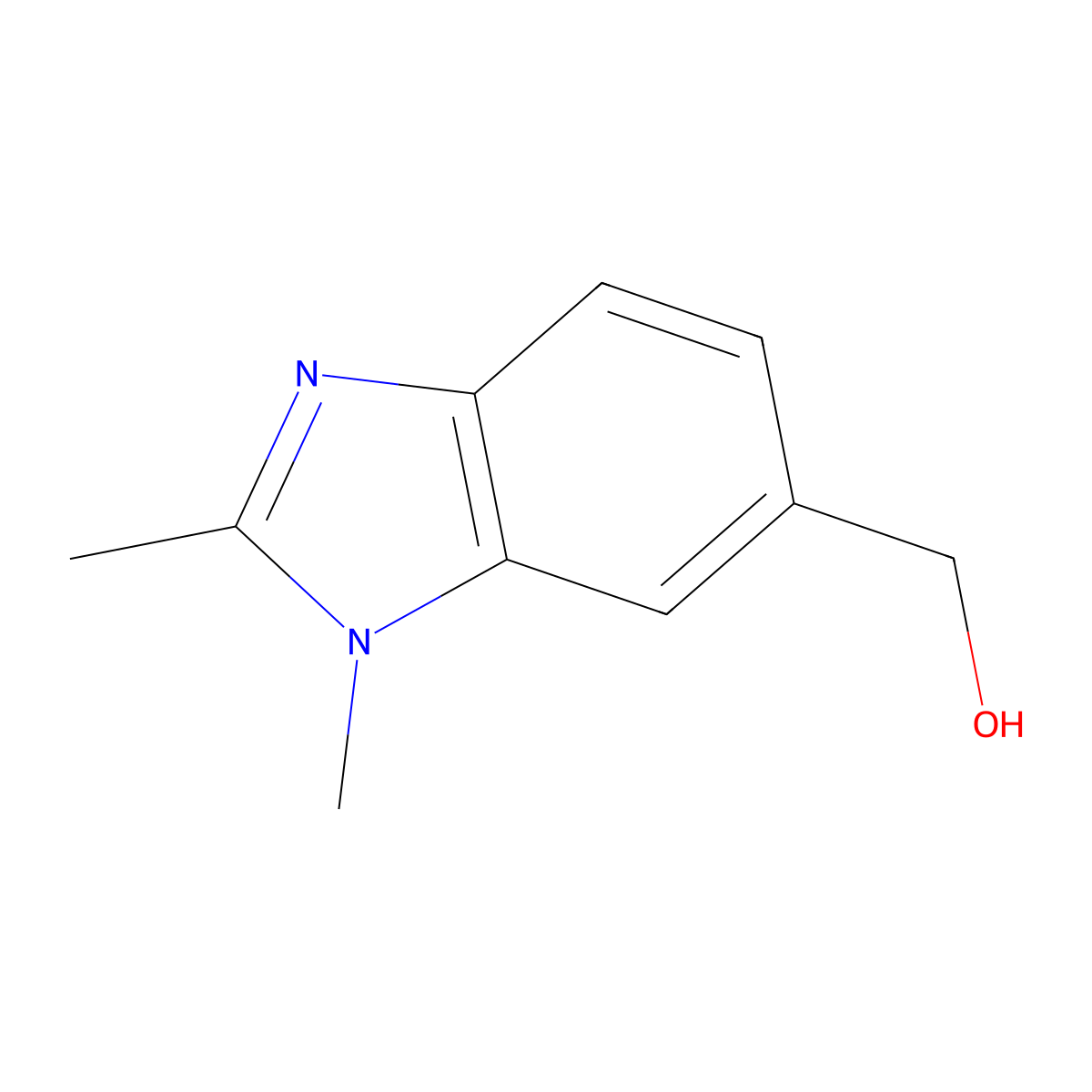 (1,2-Dimethyl-1H-benzo[D]imidazol-6-YL)methanol molecular structure, CAS 1038387-94-8
