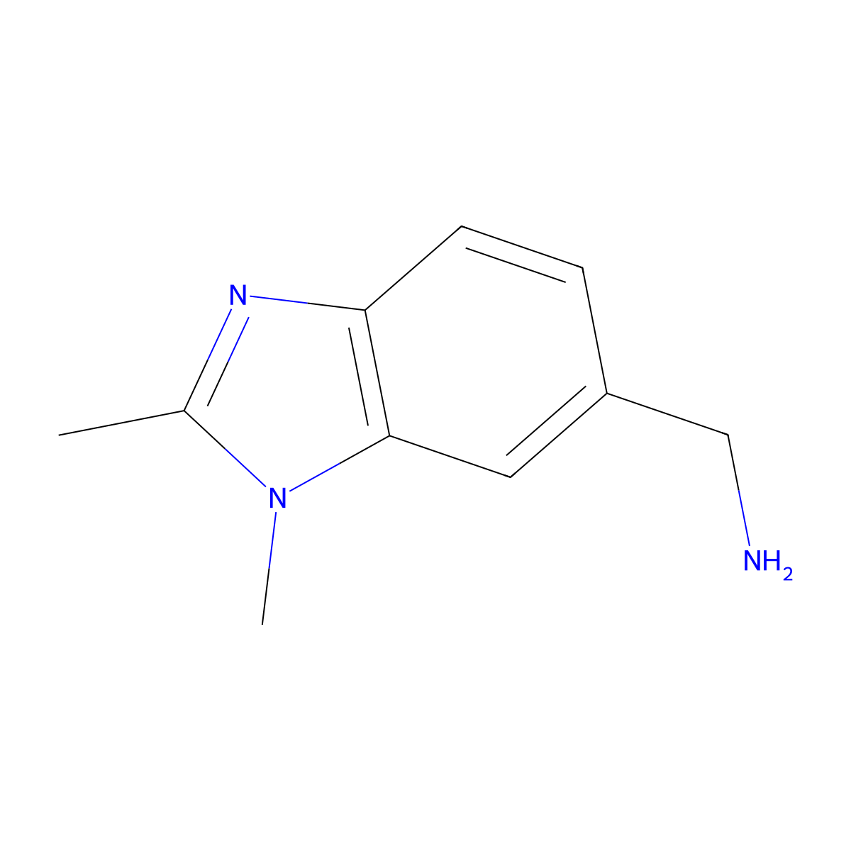 (1,2-Dimethyl-1H-benzo[D]imidazol-6-YL)methanamine molecular structure, CAS 1038387-95-9