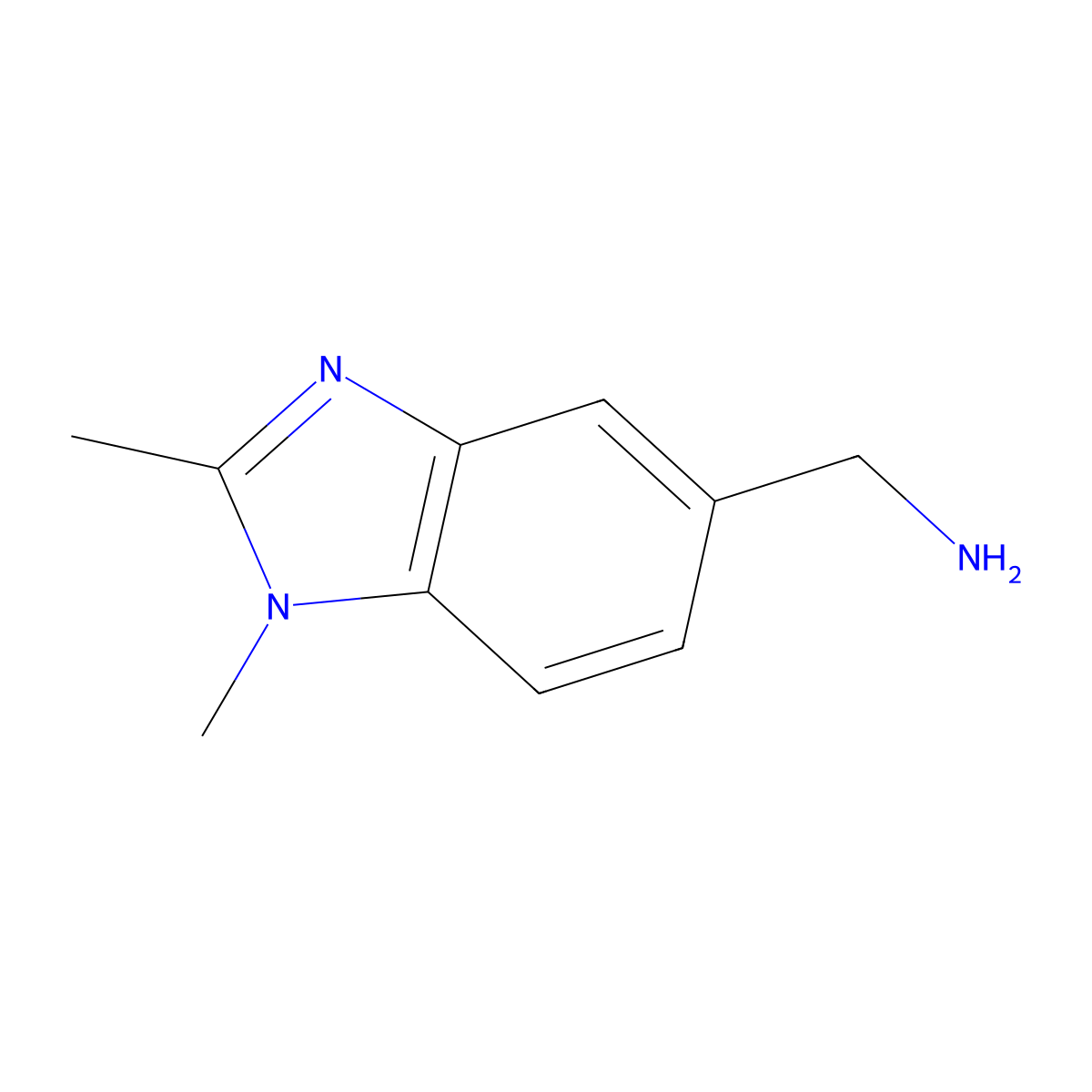 1,2-Dimethyl-1H-benzimidazole-5-methanamine molecular structure, CAS 1038387-96-0