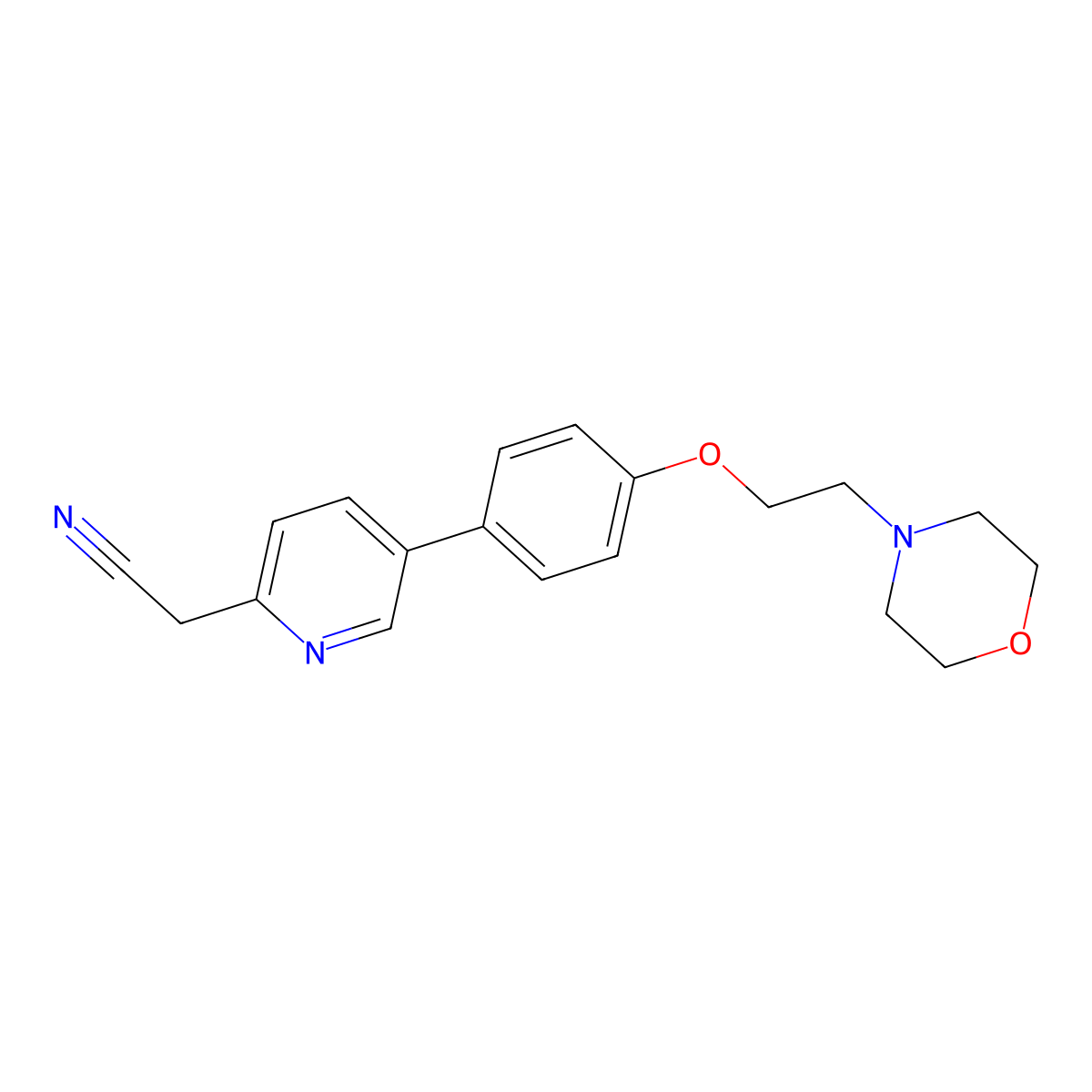 2-(5-(4-(2-Morpholinoethoxy)phenyl)pyridin-2-yl)acetonitrile molecular structure, CAS 1038395-63-9