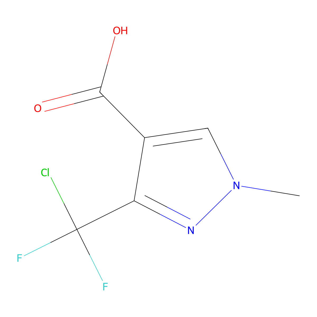 3-(chlorodifluoromethyl)-1-methyl-1H-pyrazole-4-carboxylicacid molecular structure, CAS 1038397-50-0