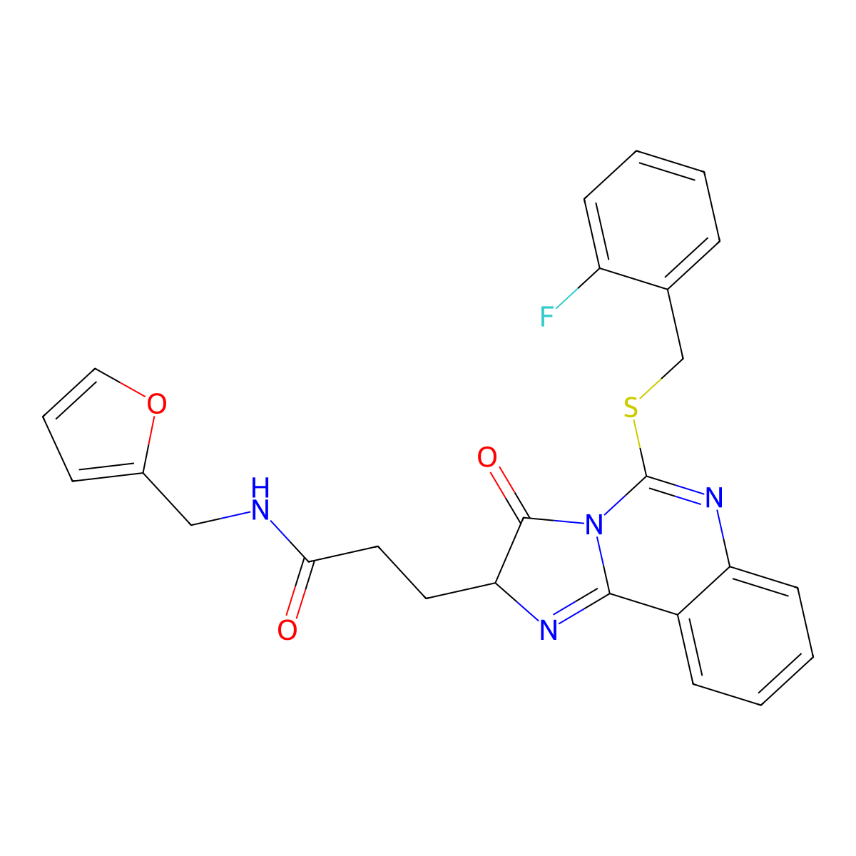 3-(5-{[(2-fluorophenyl)methyl]sulfanyl}-3-oxo-2H,3H-imidazo[1,2-c]quinazolin-2-yl)-N-[(furan-2-yl)methyl]propanamide molecular structure, CAS 1038400-75-7