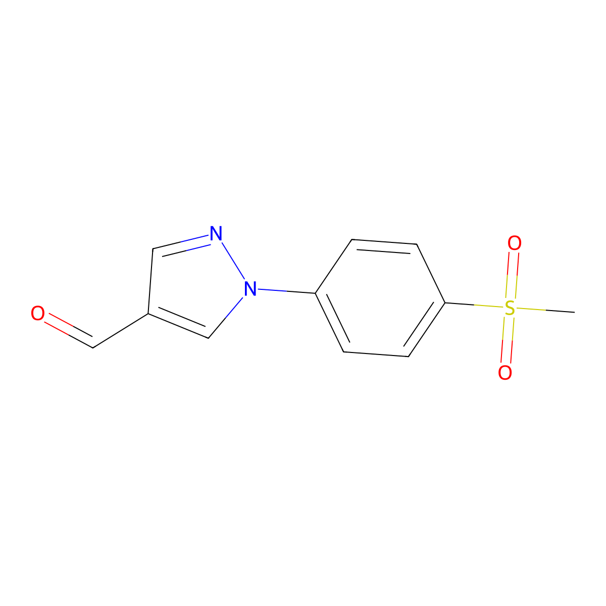1-(4-(Methylsulfonyl)phenyl)-1H-pyrazole-4-carbaldehyde molecular structure, CAS 1038408-75-1
