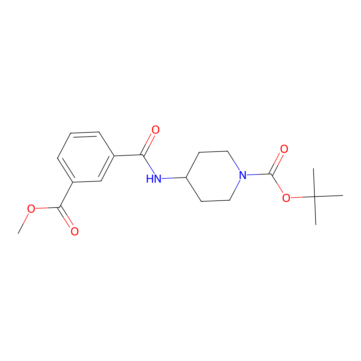 tert-Butyl 4-[3-(methoxycarbonyl)benzamido]piperidine-1-carboxylate molecular structure, CAS 1038409-55-0