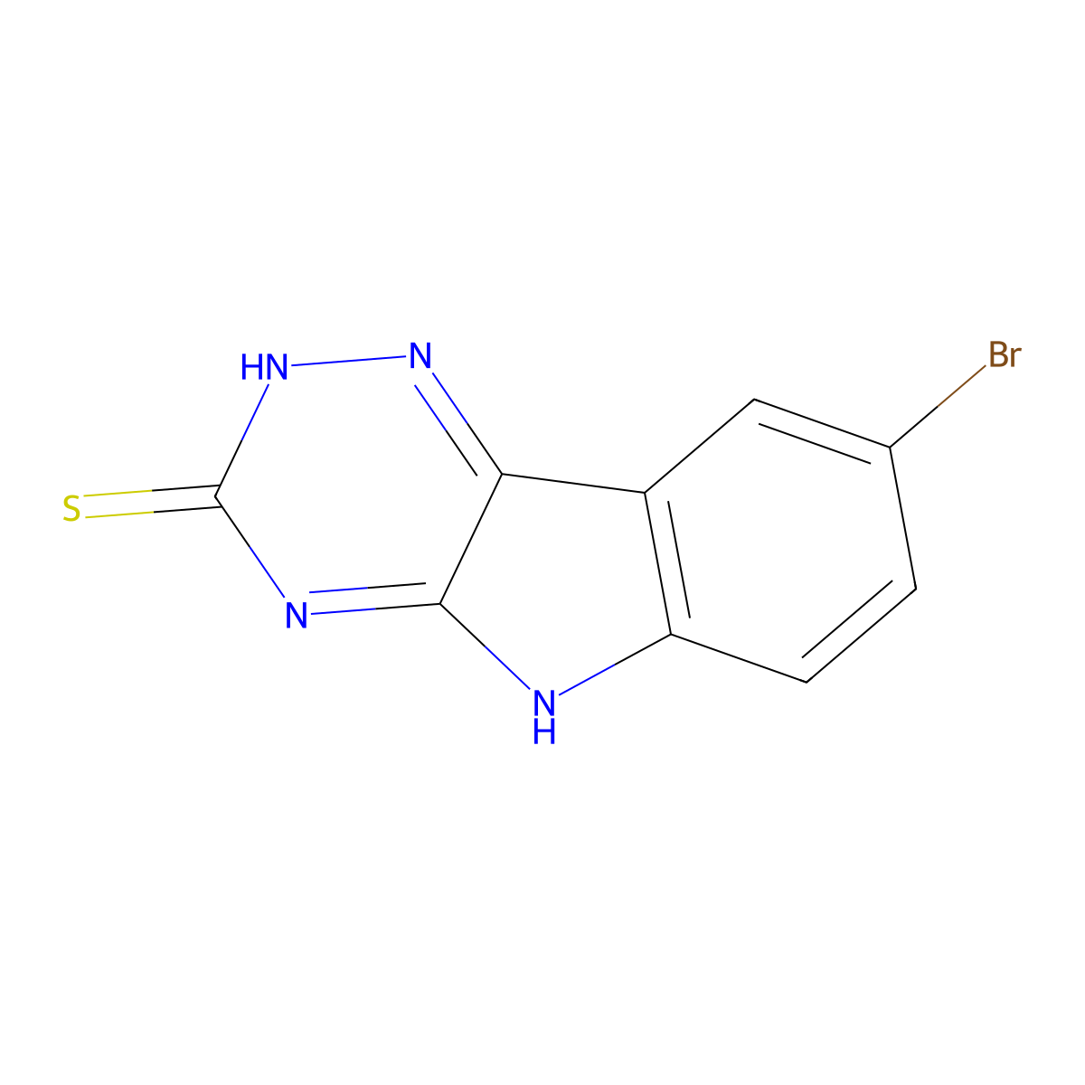 8-Bromo-2,3-dihydro-5H-AS-triazino(5,6-B)indole-3-thione molecular structure, CAS 103845-98-3
