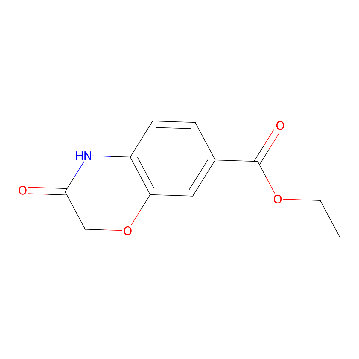 Ethyl 3-oxo-3,4-dihydro-2H-1,4-benzoxazine-7-carboxylate molecular structure, CAS 1038478-70-4