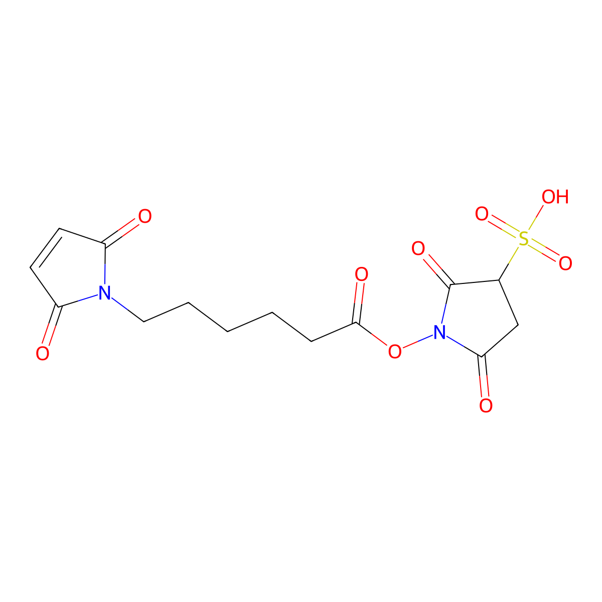 1-[6-(2,5-Dioxopyrrol-1-yl)hexanoyloxy]-2,5-dioxopyrrolidine-3-sulfonic acid molecular structure, CAS 103848-61-9