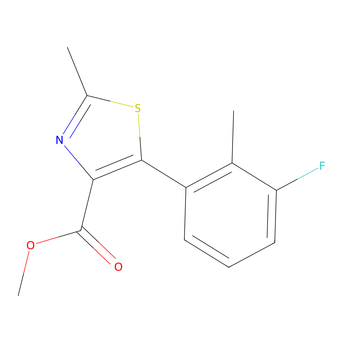 5-(3-Fluoro-2-methyl-phenyl)-2-methyl-thiazole-4-carboxylic Acid Methyl Ester molecular structure, CAS 1038508-78-9