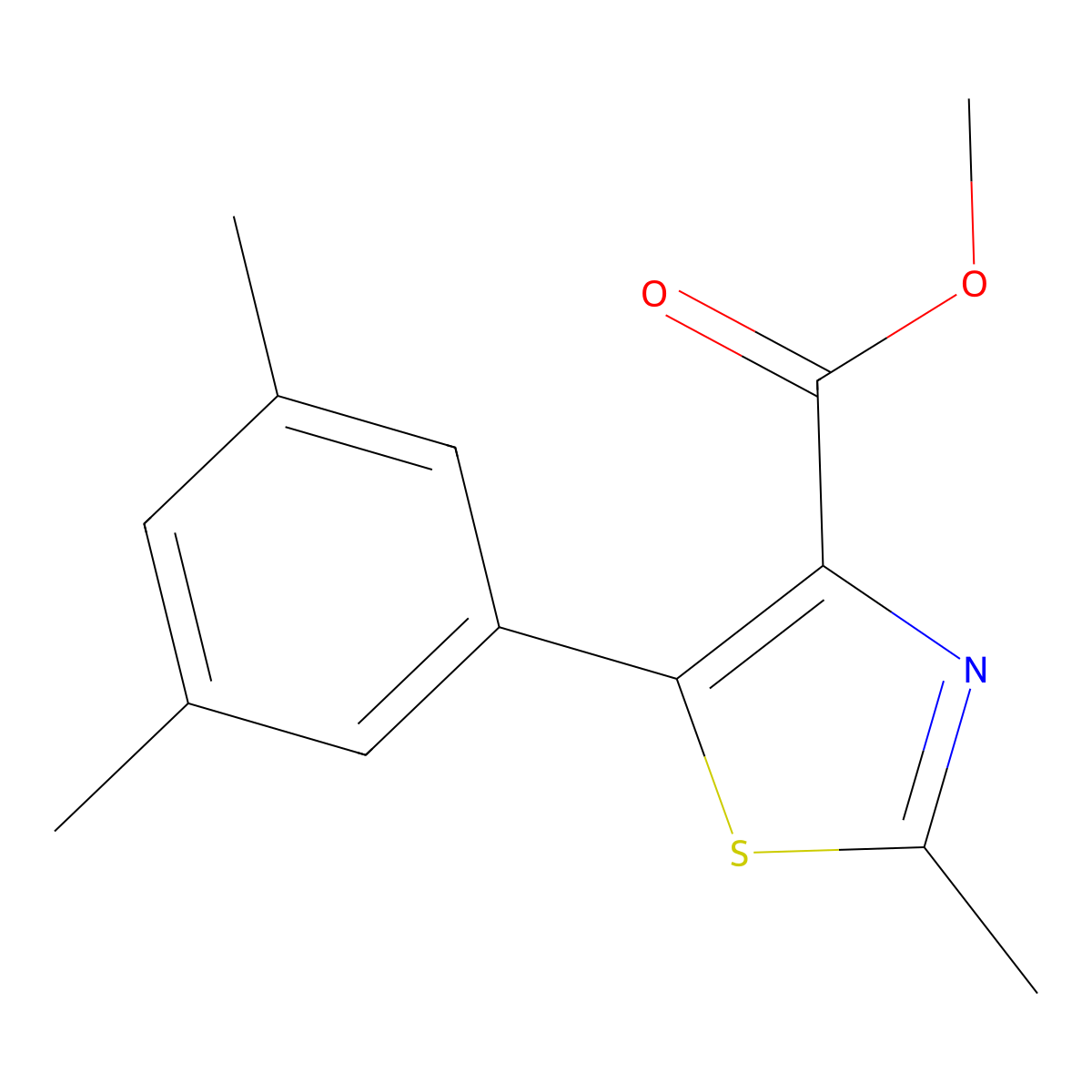 5-(3,5-Dimethyl-phenyl)-2-methyl-thiazole-4-carboxylic Acid Methyl Ester molecular structure, CAS 1038508-80-3