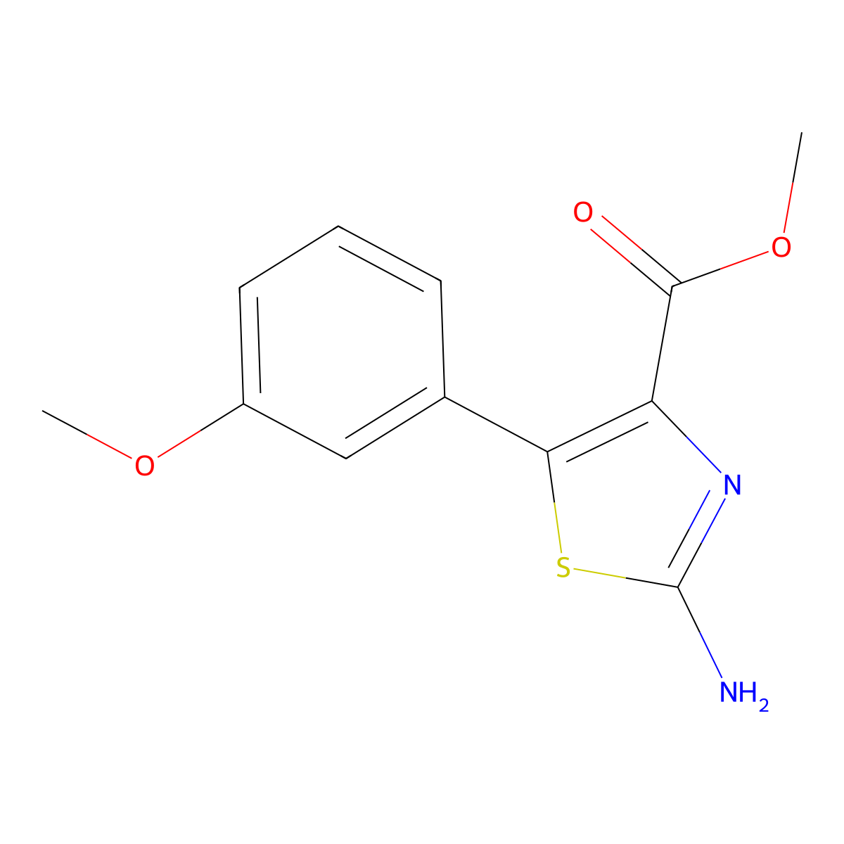 2-Amino-5-(3-methoxy-phenyl)-thiazole-4-carboxylic Acid Methyl Ester molecular structure, CAS 1038508-91-6