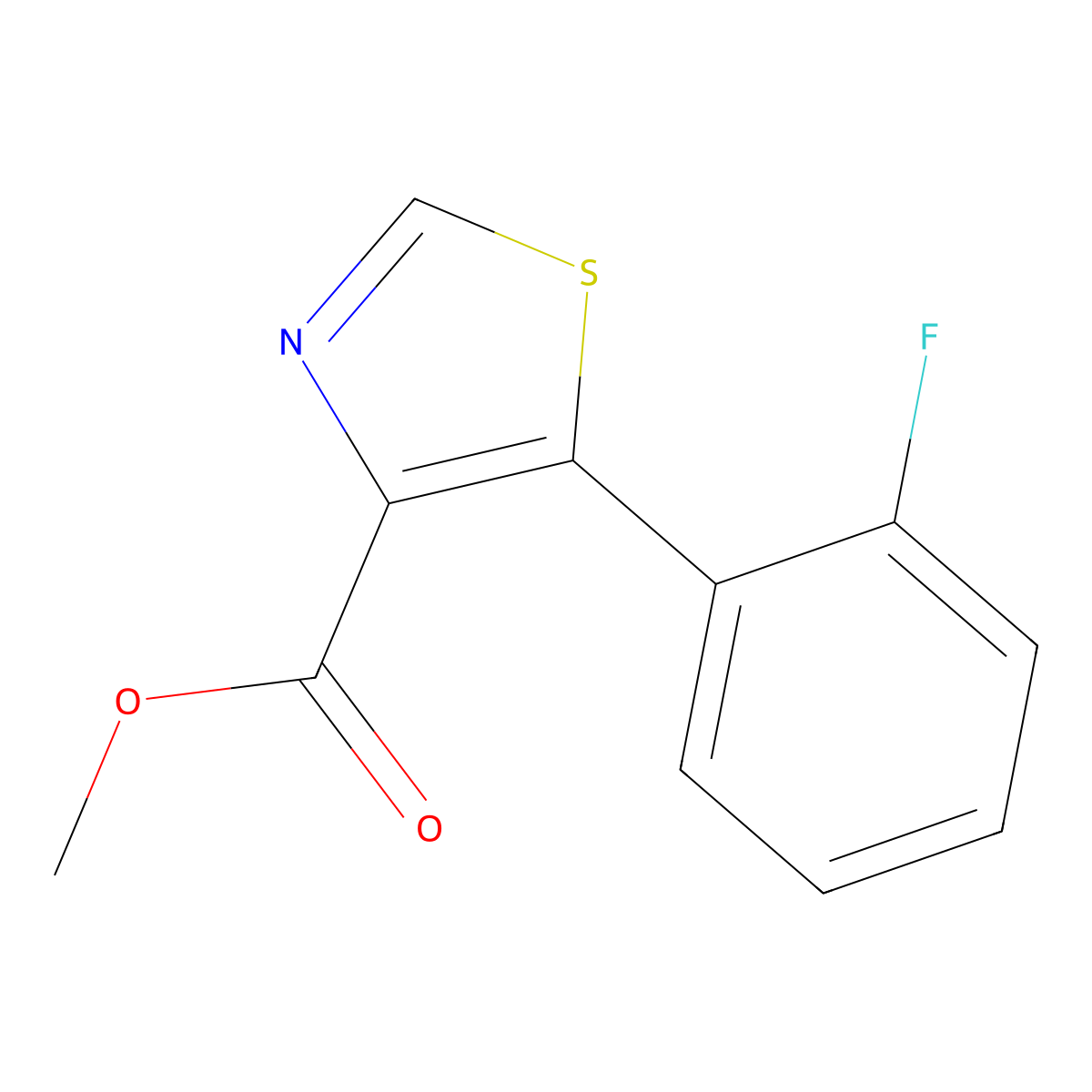 5-(2-Fluoro-phenyl)-thiazole-4-carboxylic acid methyl ester molecular structure, CAS 1038508-98-3