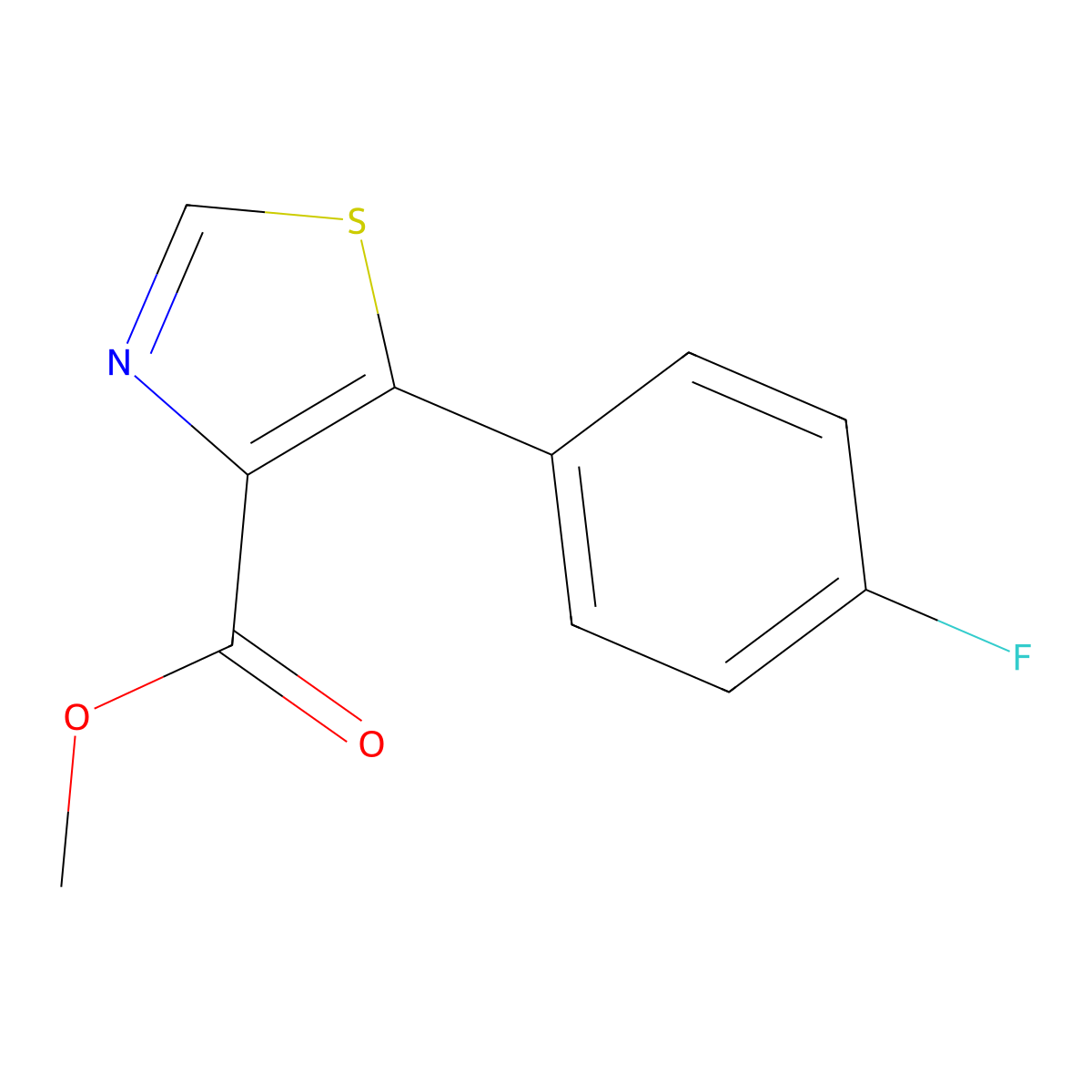 Methyl 5-(4-fluorophenyl)thiazole-4-carboxylate molecular structure, CAS 1038508-99-4