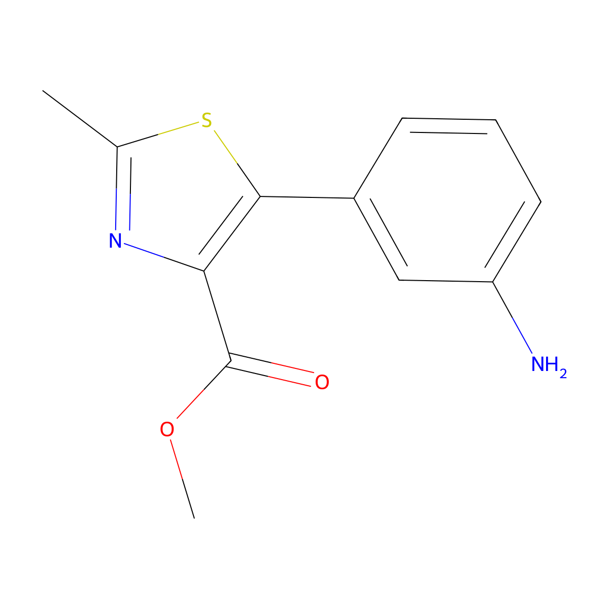 5-(3-Aminophenyl)-2-methylthiazole-4-carboxylic acid methyl ester molecular structure, CAS 1038509-03-3