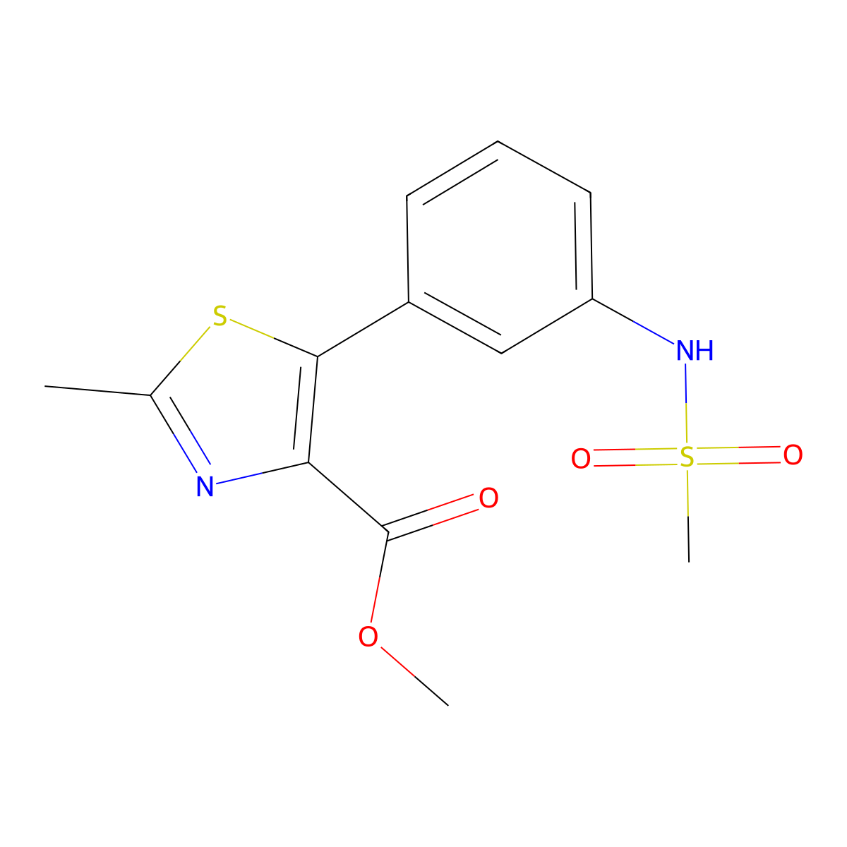 5-(3-methanesulfonylamino-phenyl)-2-methyl-thiazole-4-carboxylic Acid Methyl Ester molecular structure, CAS 1038509-04-4