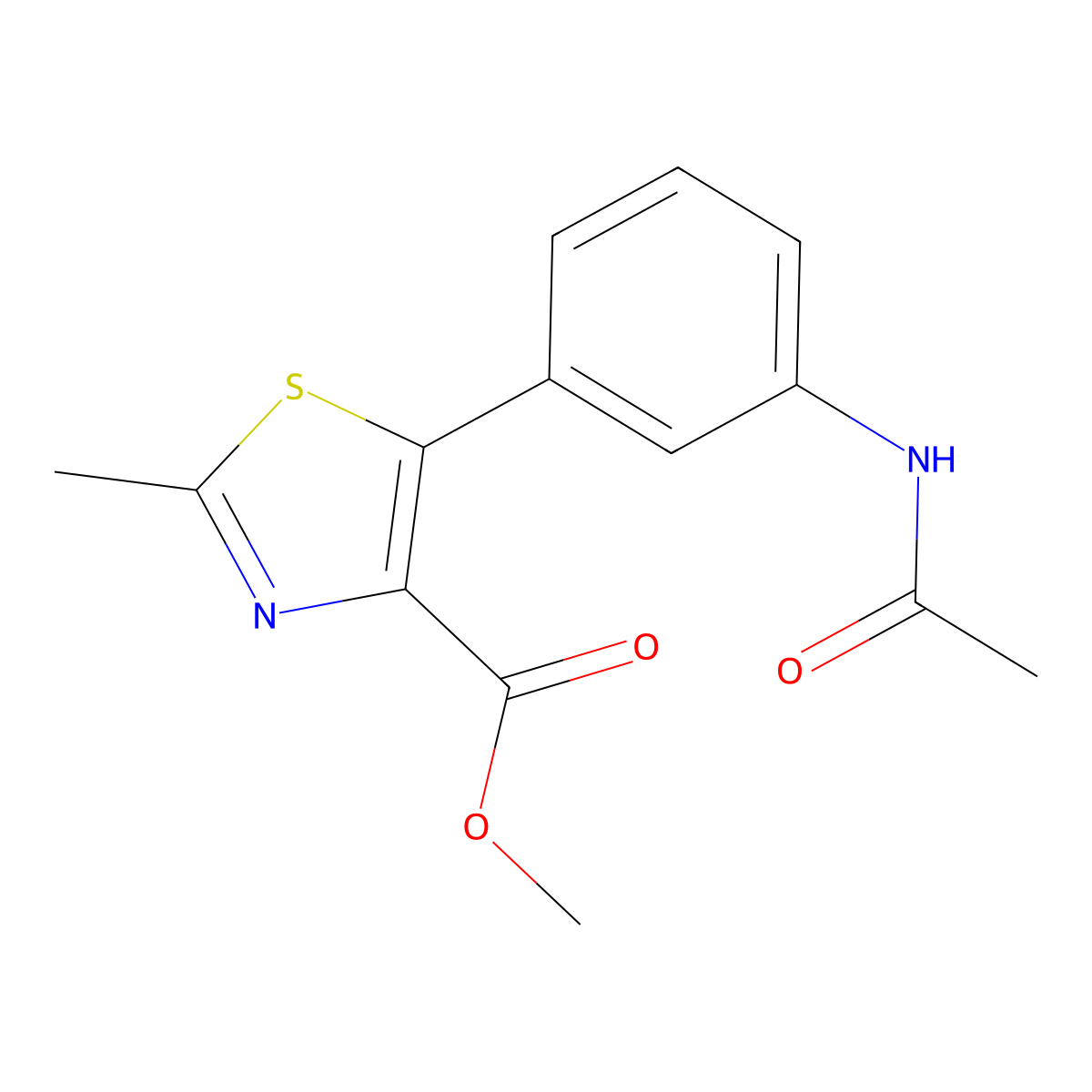 5-(3-acetylamino-phenyl)-2-methyl-thiazole-4-carboxylic Acid Methyl Ester molecular structure, CAS 1038509-05-5