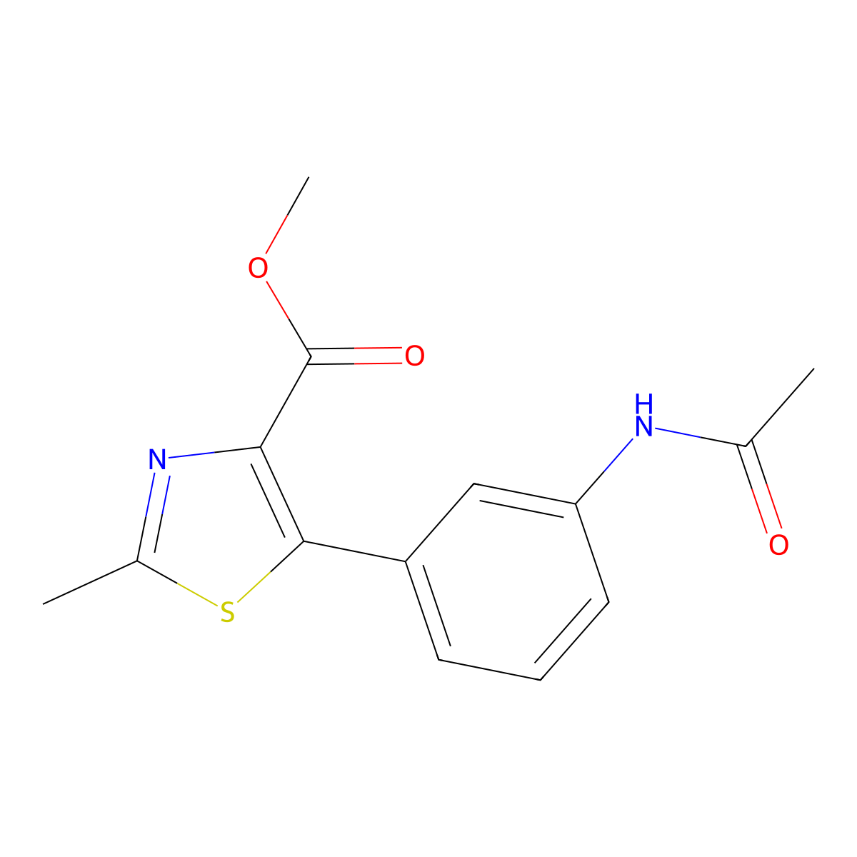 5-(3-acetylamino-phenyl)-2-methyl-thiazole-4-carboxylic Acid Methyl Ester molecular structure, CAS 1038509-05-5