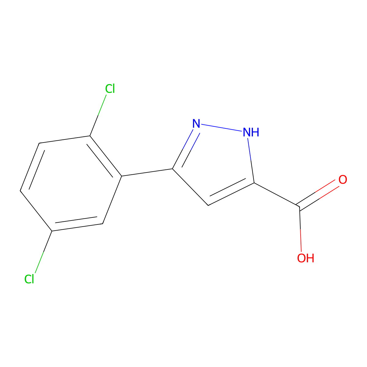 5-(2,5-dichlorophenyl)-1H-pyrazole-3-carboxylic acid molecular structure, CAS 1038549-20-0