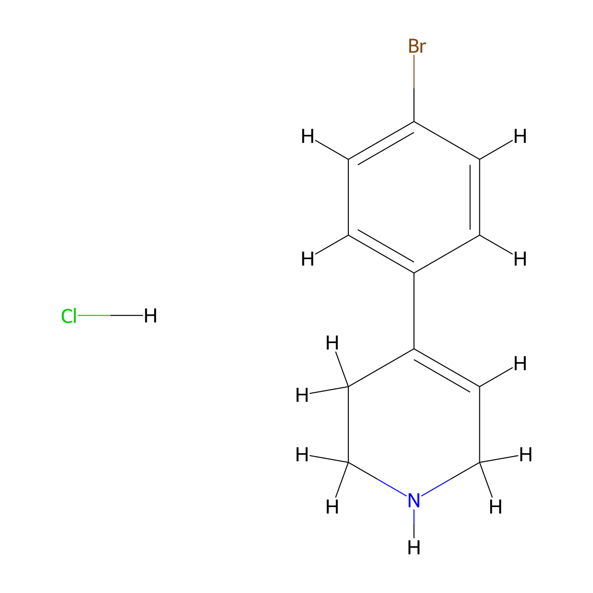 4-(4-Bromophenyl)-1,2,3,6-tetrahydropyridine hydrochloride molecular structure, CAS 103855-00-1