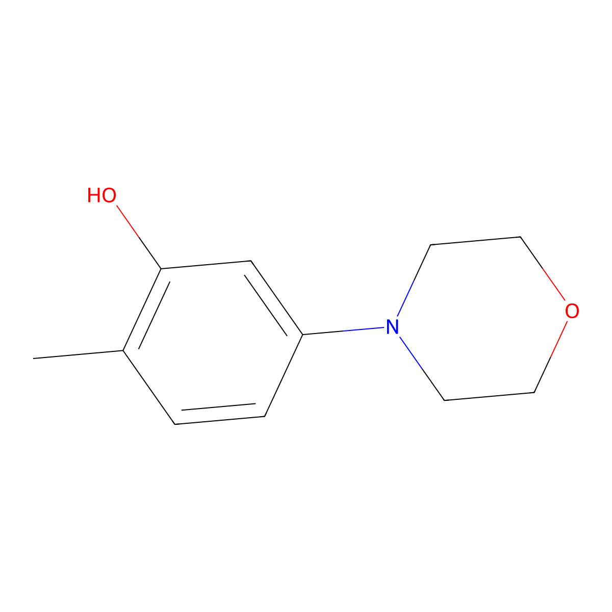 Phenol, 2-methyl-5-(4-morpholinyl)- molecular structure, CAS 103855-89-6