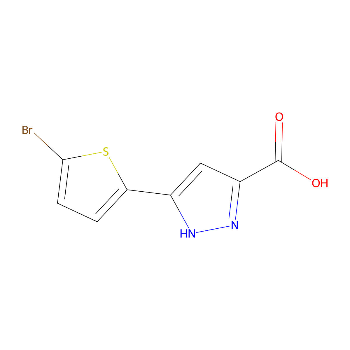 5-(5-bromothiophen-2-yl)-1H-pyrazole-3-carboxylic Acid molecular structure, CAS 1038558-41-6