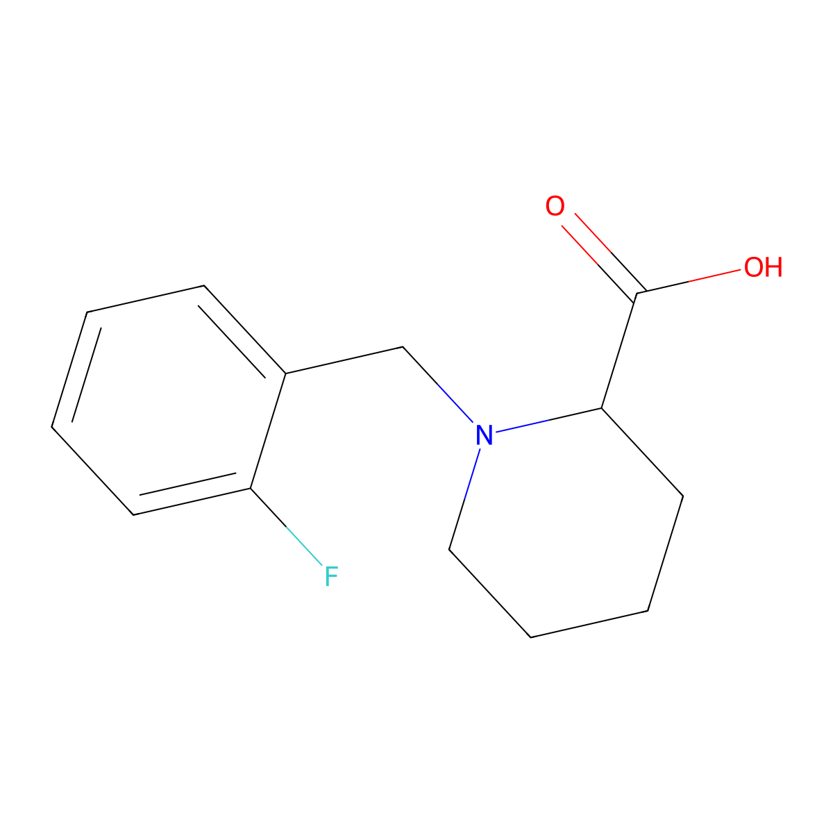 1-(2-Fluorobenzyl)-2-carboxypiperidine molecular structure, CAS 1038577-25-1