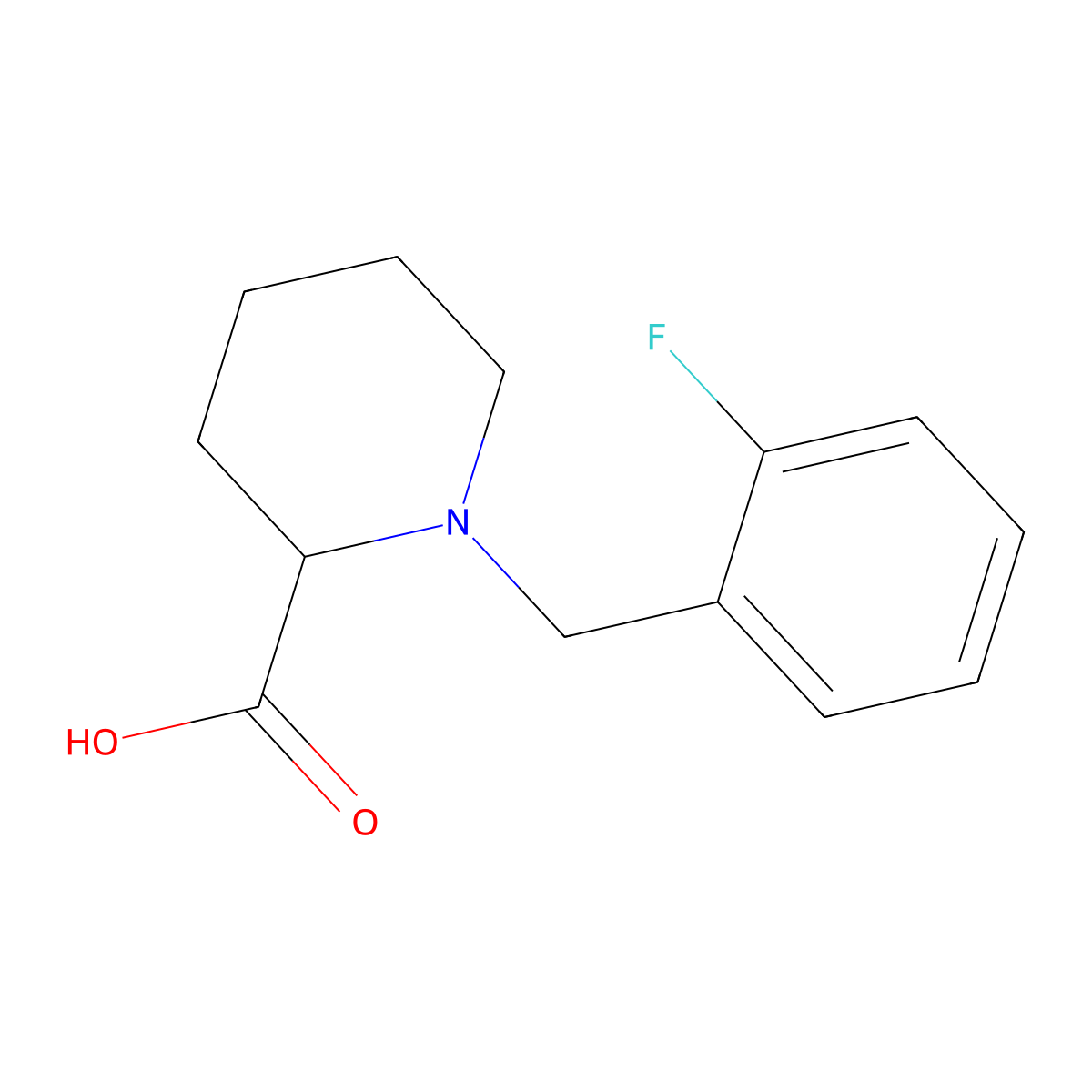 1-(2-Fluorobenzyl)-2-carboxypiperidine molecular structure, CAS 1038577-25-1