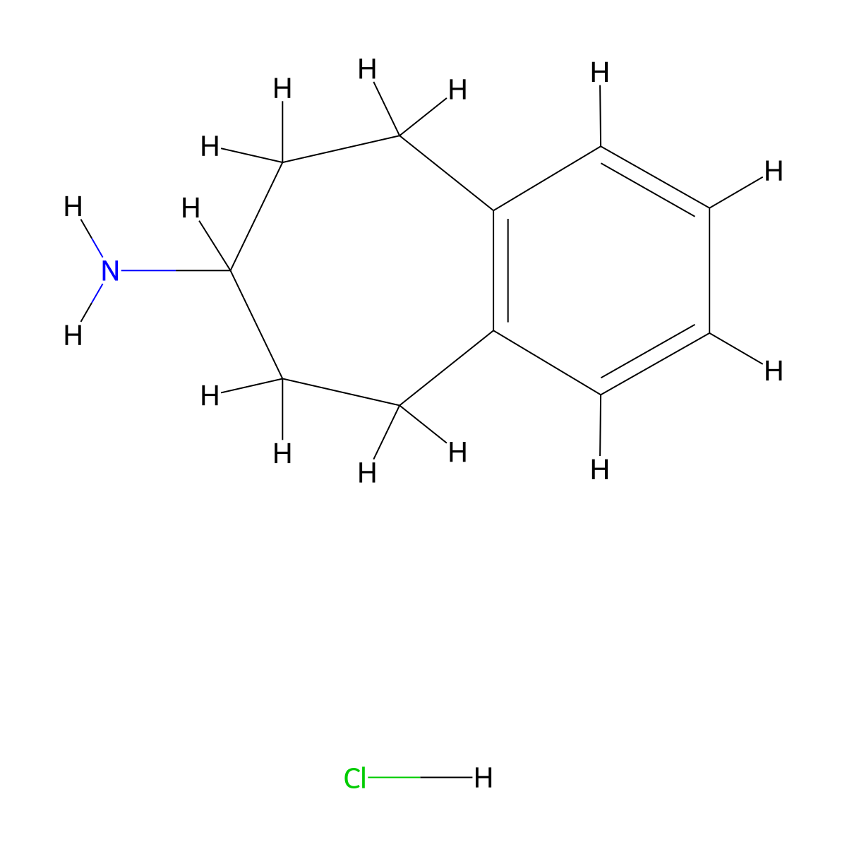 6,7,8,9-Tetrahydro-5H-benzocyclohepten-7-ylamine hydrochloride molecular structure, CAS 103858-36-2
