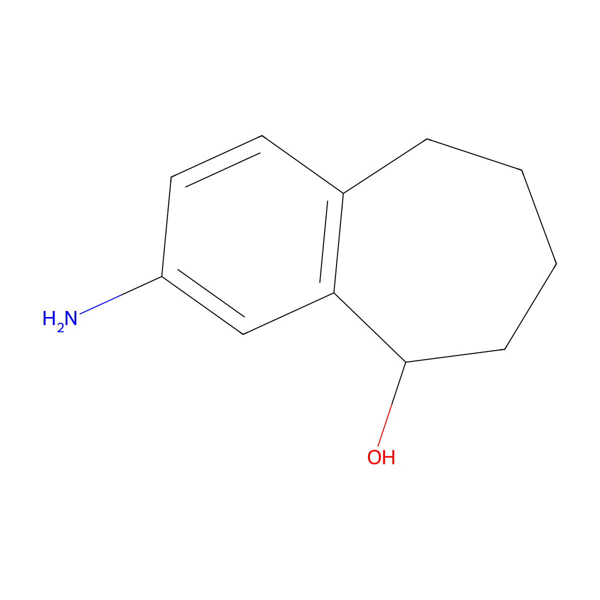3-amino-6,7,8,9-tetrahydro-5H-benzo[7]annulen-5-ol molecular structure, CAS 103858-43-1