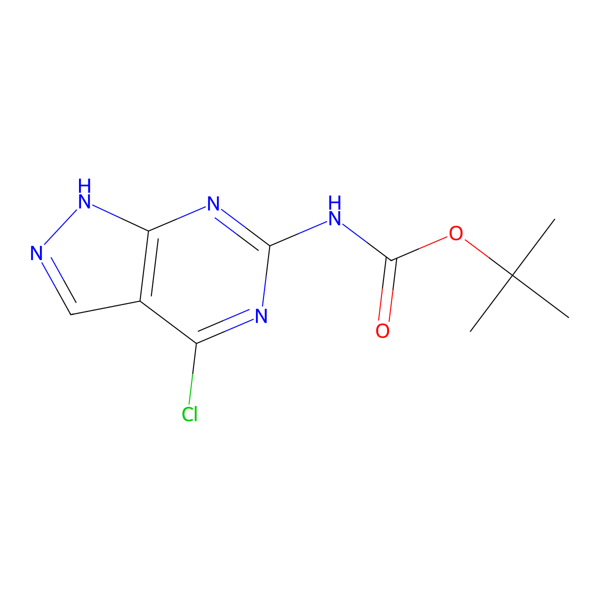 tert-Butyl (4-chloro-1H-pyrazolo[3,4-d]pyrimidin-6-yl)carbamate molecular structure, CAS 1038588-20-3