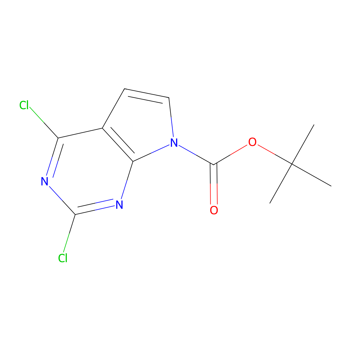 tert-butyl 2,4-dichloro-7H-pyrrolo[2,3-d]pyrimidine-7-carboxylate molecular structure, CAS 1038588-24-7