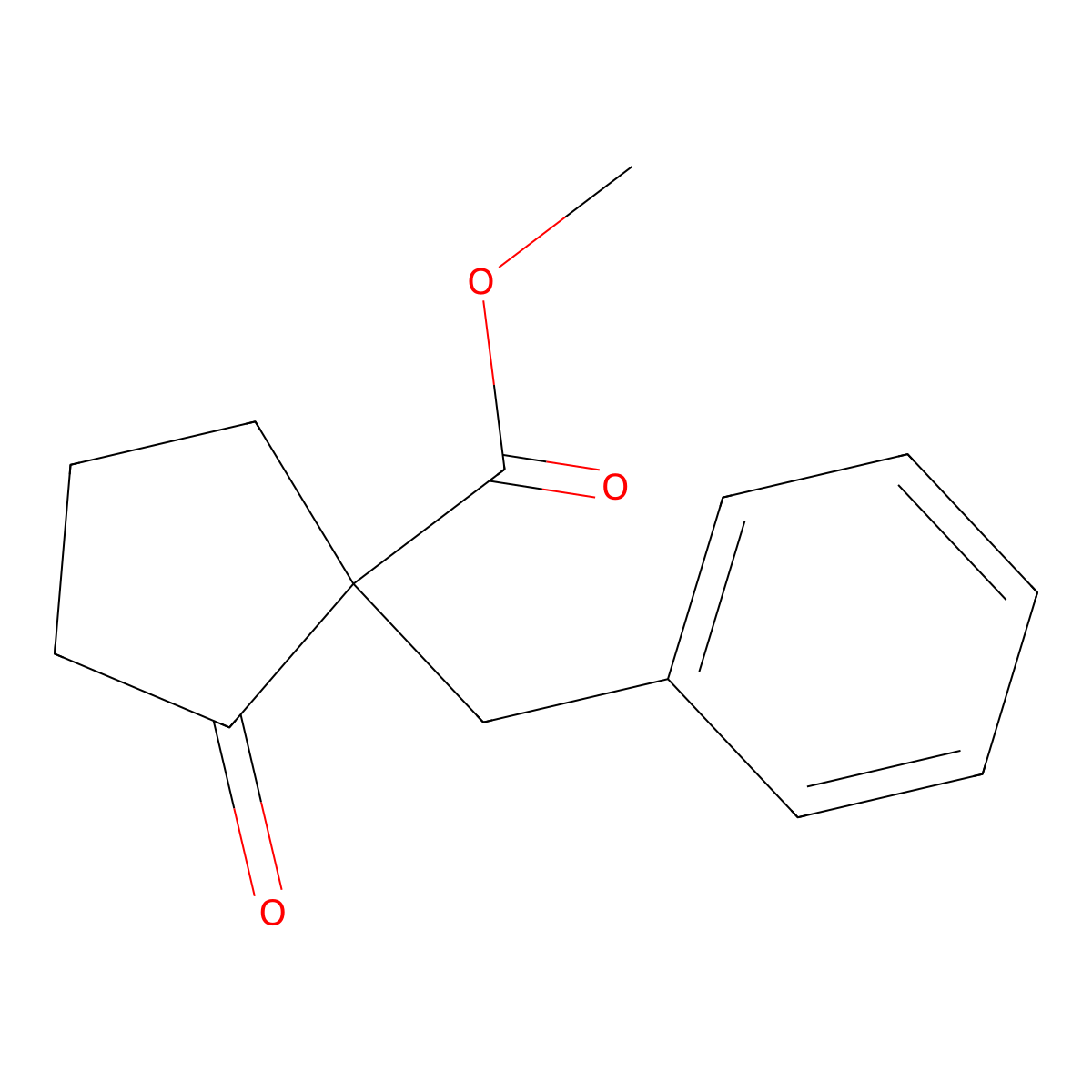 Methyl 1-benzyl-2-oxocyclopentane carboxylate molecular structure, CAS 10386-81-9