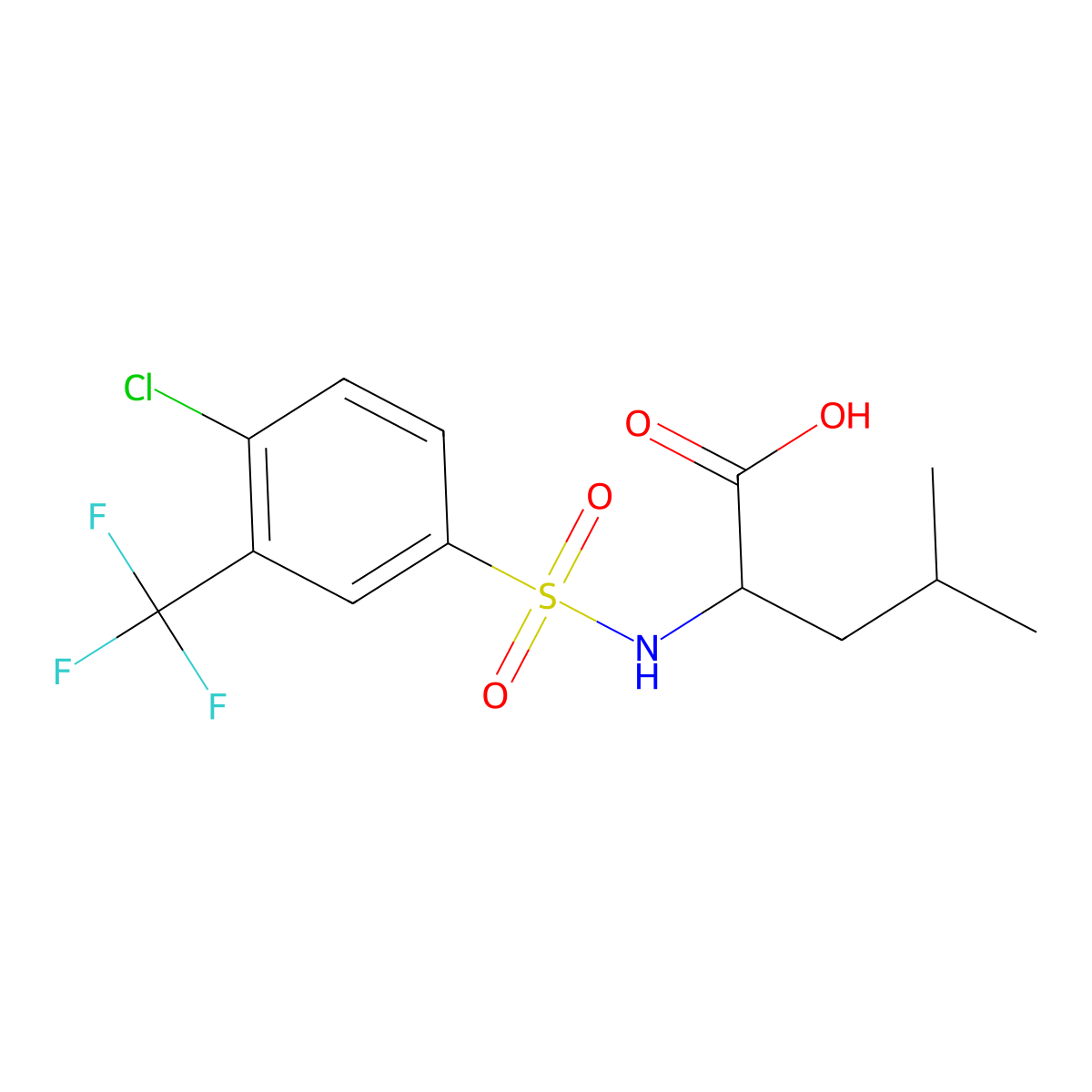 ((4-Chloro-3-(trifluoromethyl)phenyl)sulfonyl)leucine molecular structure, CAS 1038619-52-1