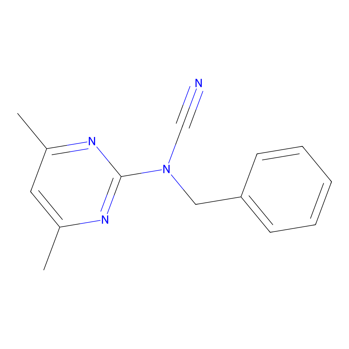 Benzyl(4,6-dimethyl-2-pyrimidinyl)cyanamide molecular structure, CAS 103864-91-1