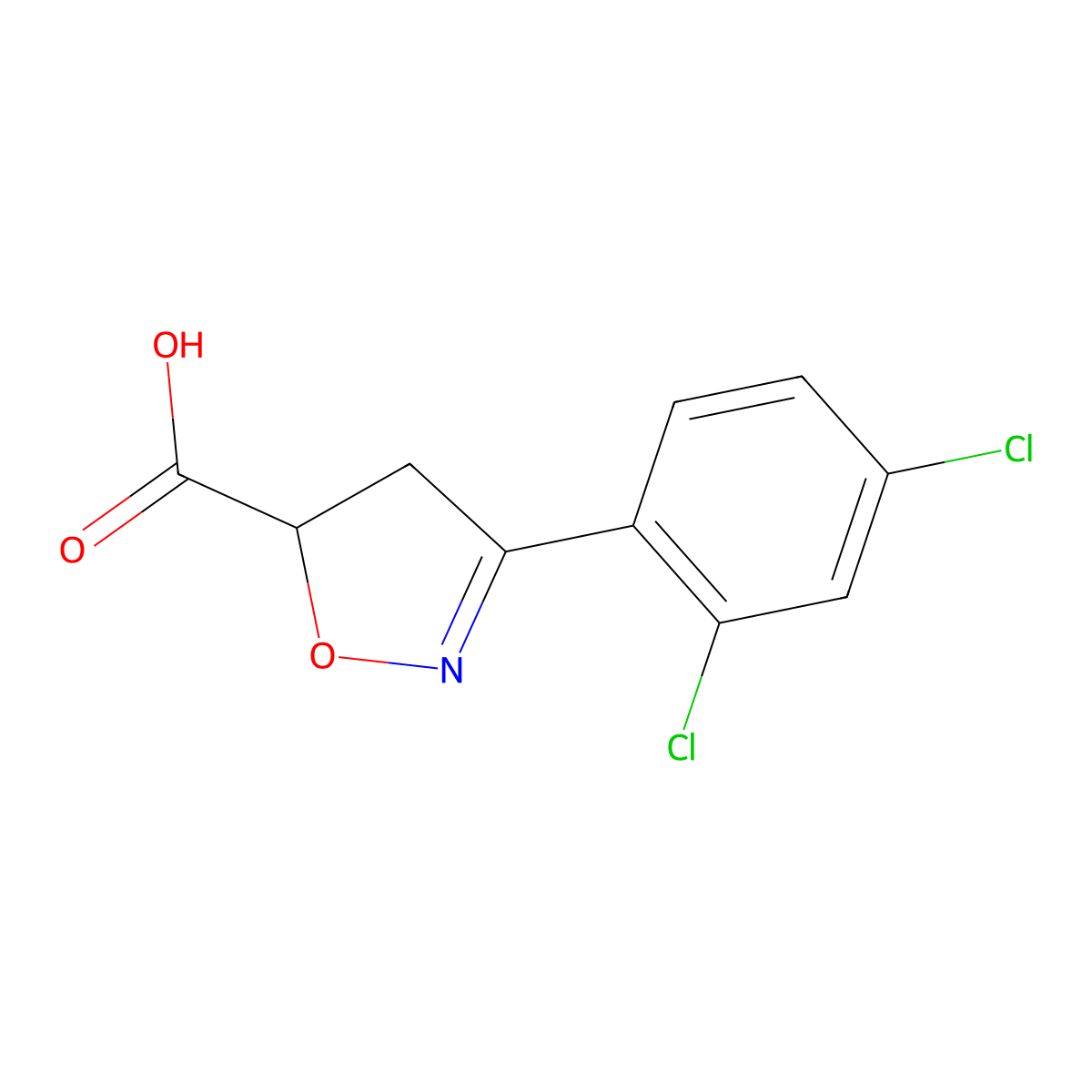 3-(2,4-Dichlorophenyl)-4,5-dihydro-1,2-oxazole-5-carboxylic acid molecular structure, CAS 1038696-41-1