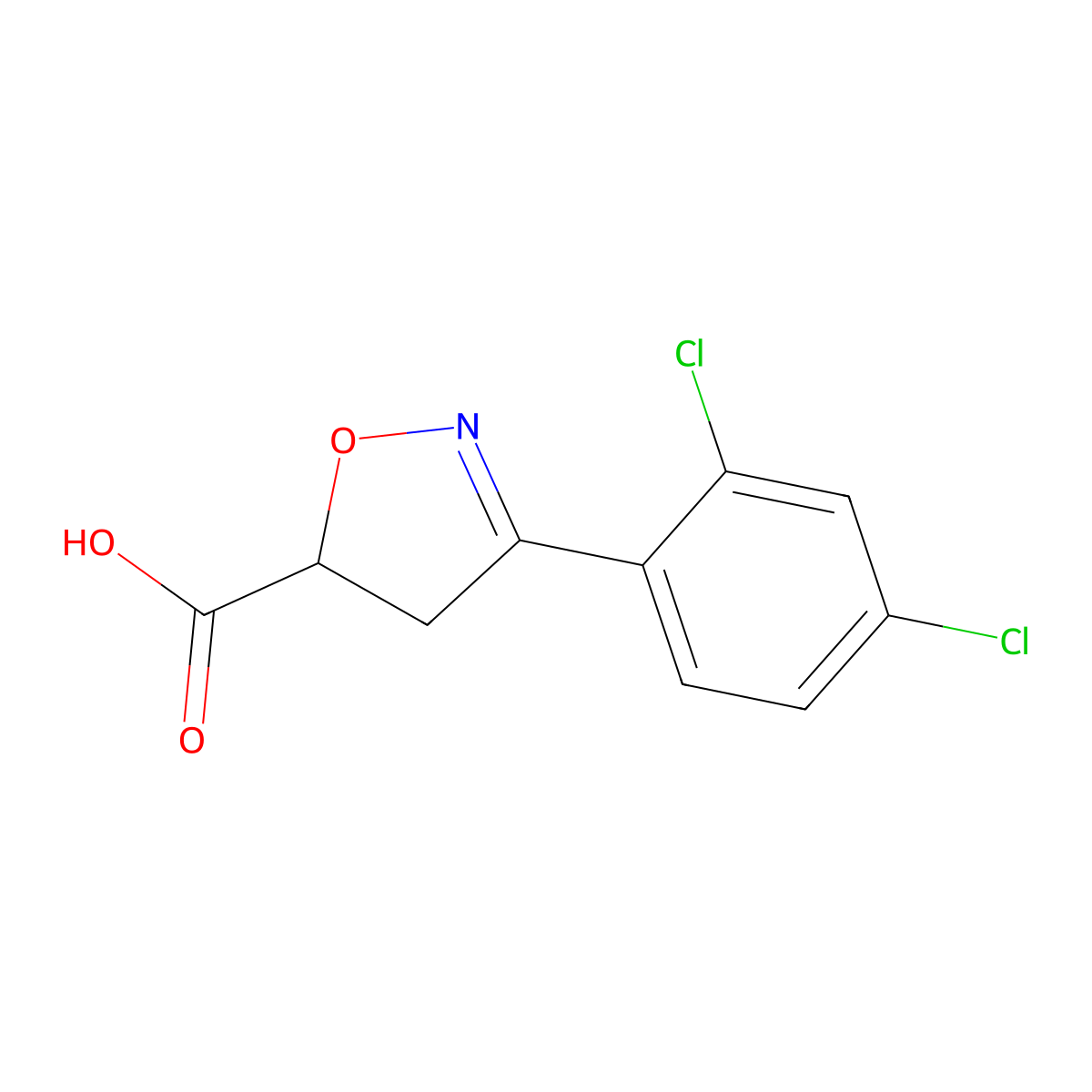 3-(2,4-Dichlorophenyl)-4,5-dihydro-1,2-oxazole-5-carboxylic acid molecular structure, CAS 1038696-41-1