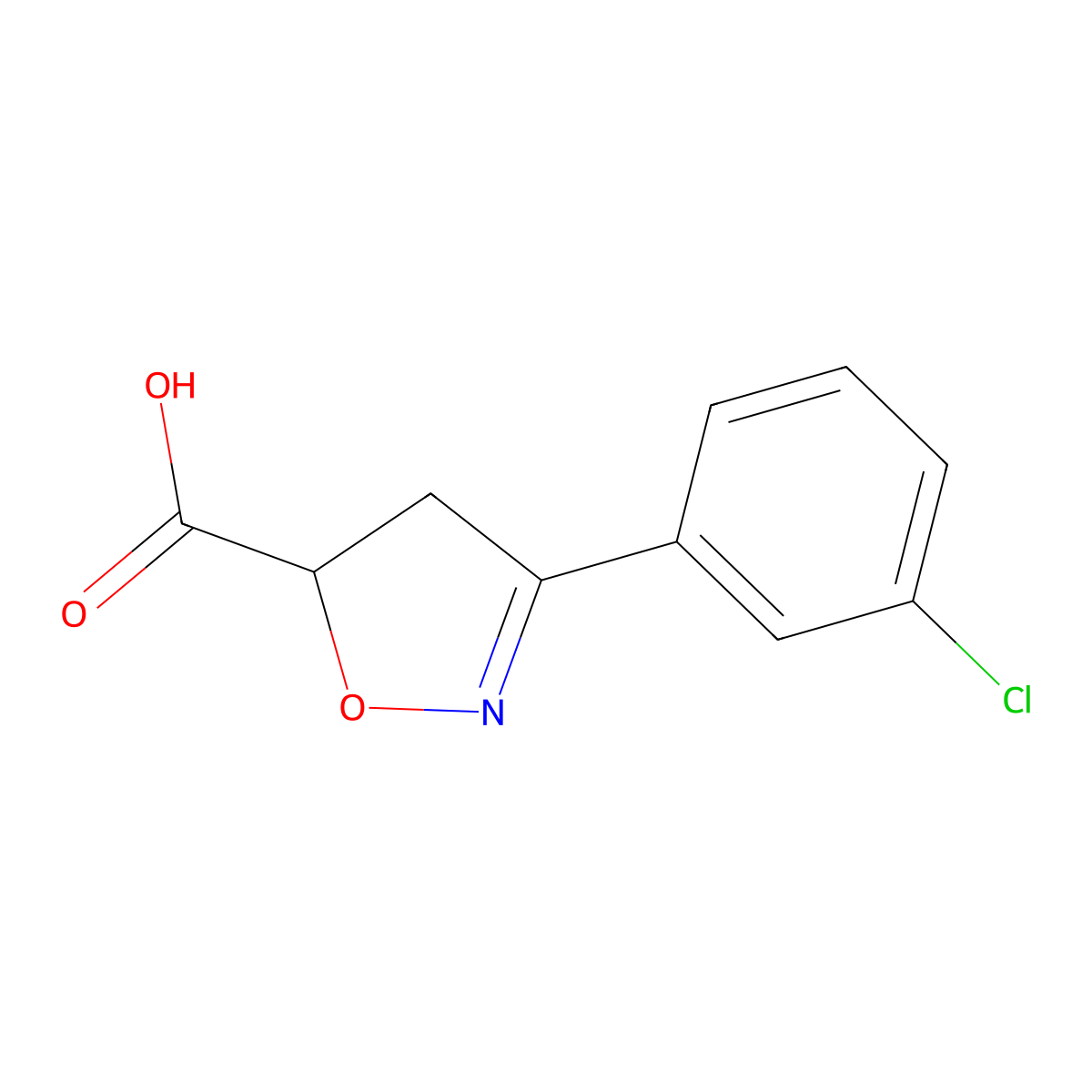 3-(3-Chlorophenyl)-4,5-dihydro-1,2-oxazole-5-carboxylic acid molecular structure, CAS 1038696-53-5