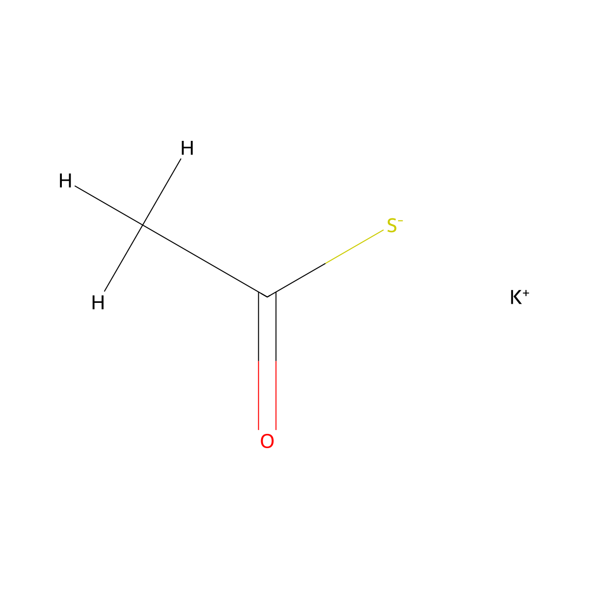 Potassium thioacetate molecular structure, CAS 10387-40-3