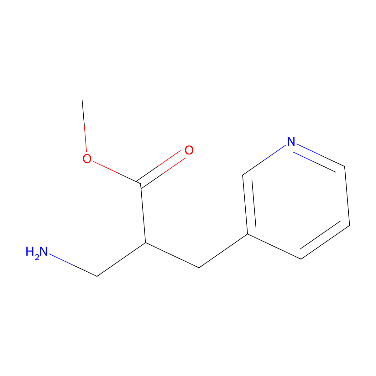 Methyl 3-amino-2-[(pyridin-3-yl)methyl]propanoate molecular structure, CAS 1038704-01-6