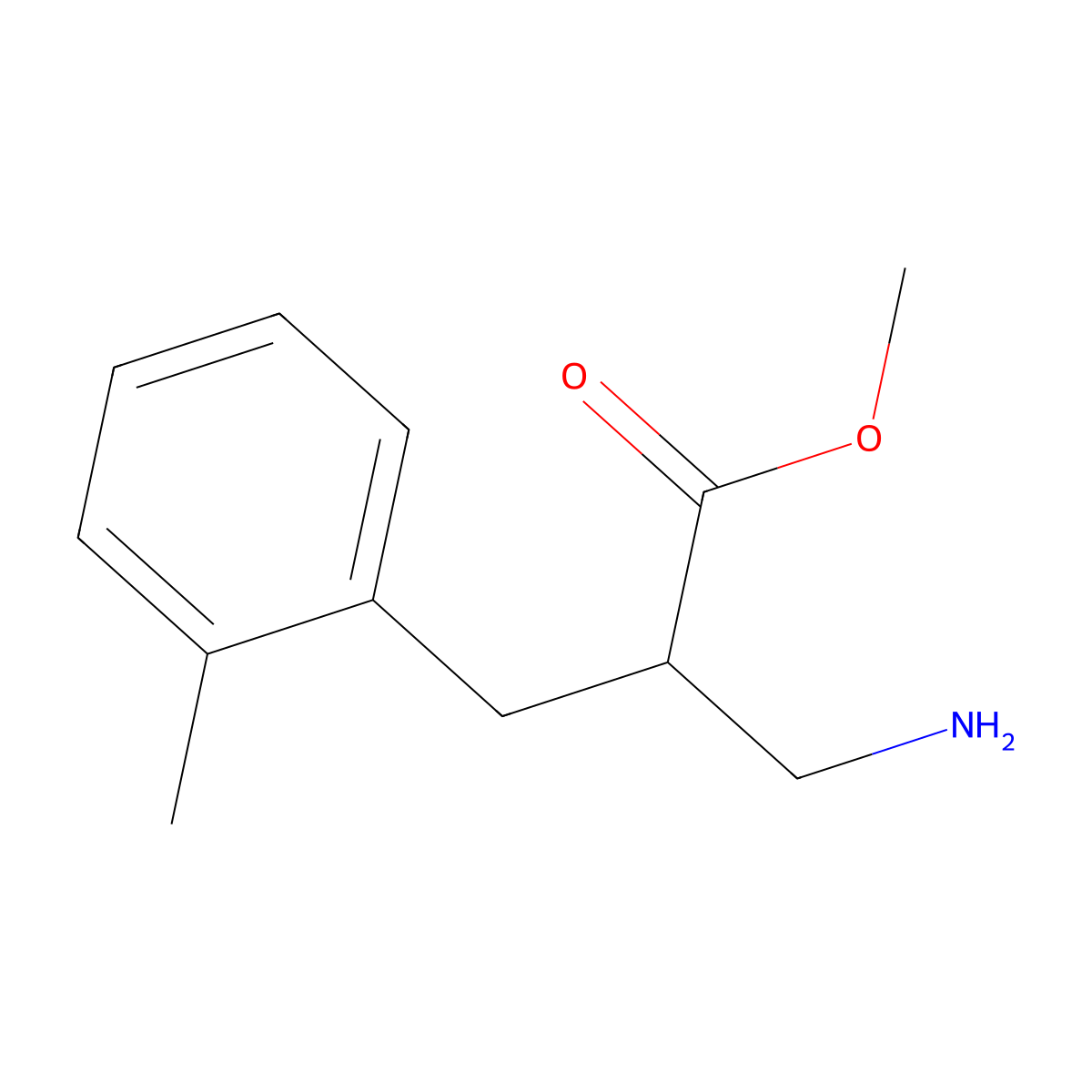 Methyl 3-amino-2-[(2-methylphenyl)methyl]propanoate molecular structure, CAS 1038704-16-3