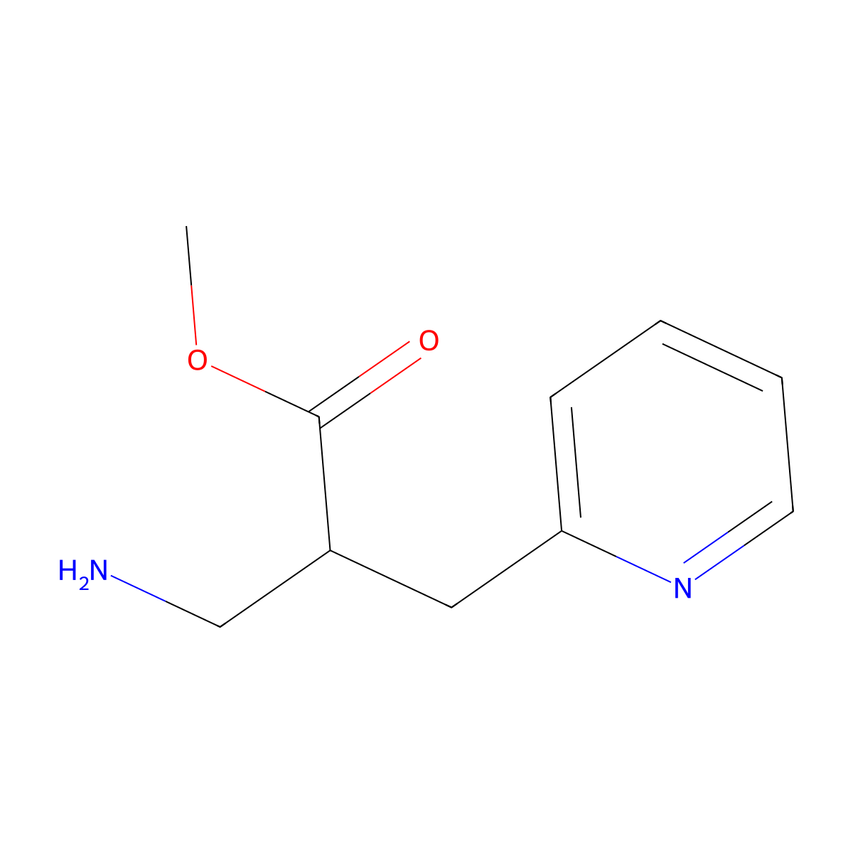Methyl 3-amino-2-(pyridin-2-ylmethyl)propanoate molecular structure, CAS 1038704-50-5