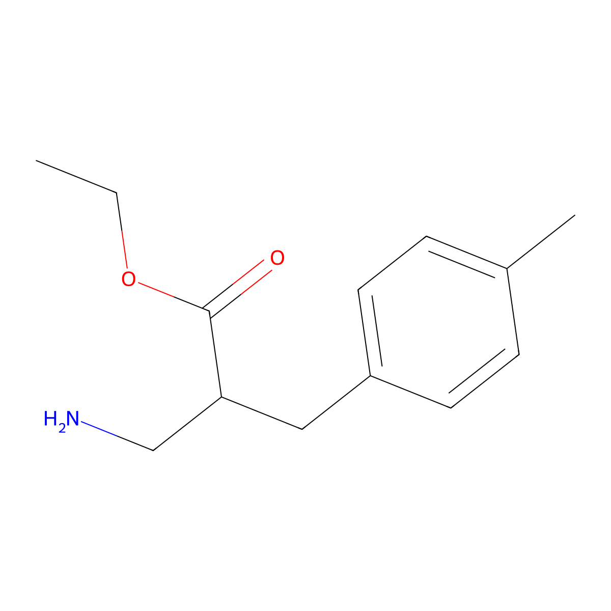 Ethyl 3-amino-2-[(4-methylphenyl)methyl]propanoate molecular structure, CAS 1038705-98-4