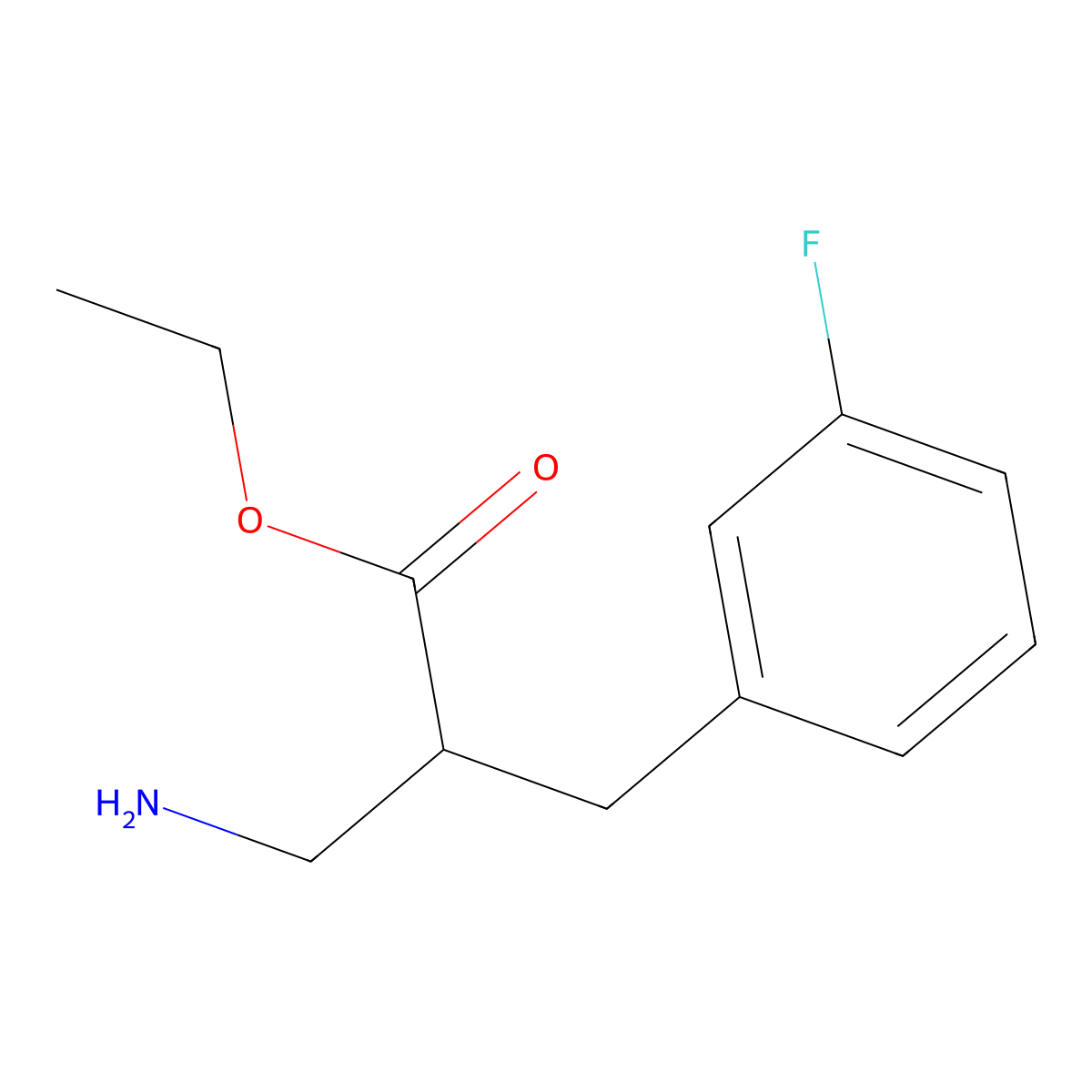 Ethyl 3-amino-2-[(3-fluorophenyl)methyl]propanoate molecular structure, CAS 1038706-05-6