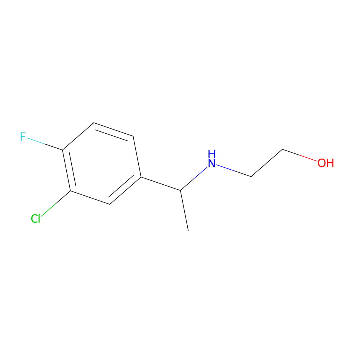 2-{[1-(3-Chloro-4-fluorophenyl)ethyl]amino}ethan-1-ol molecular structure, CAS 1038706-62-5