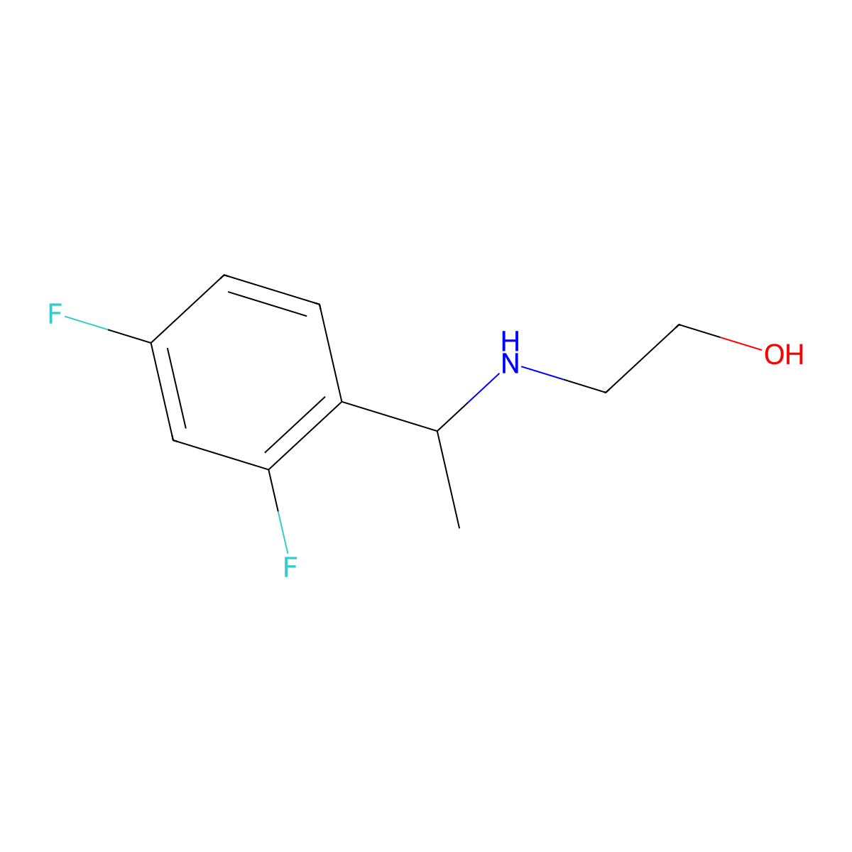 2-{[1-(2,4-Difluorophenyl)ethyl]amino}ethan-1-ol molecular structure, CAS 1038707-32-2
