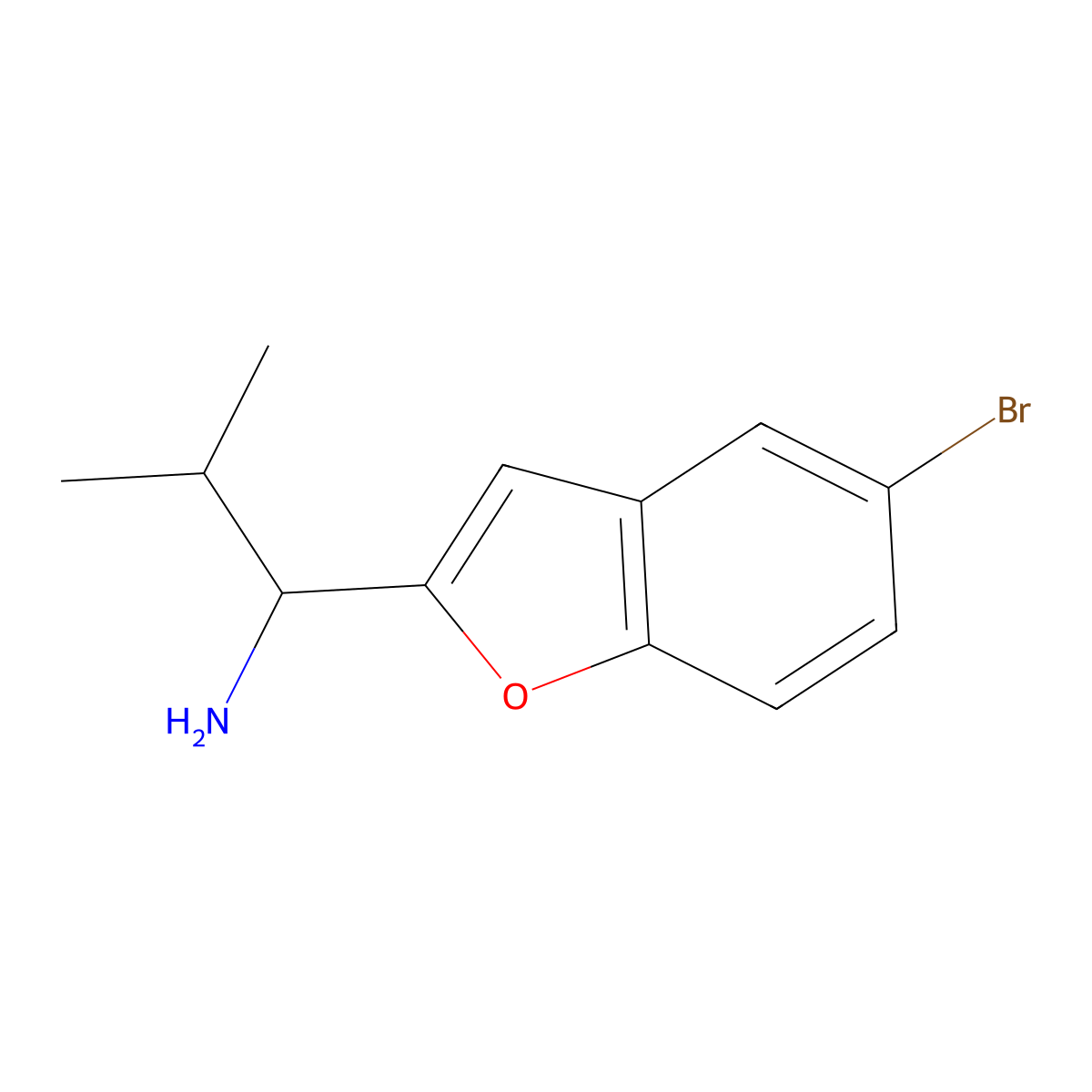 1-(5-Bromo-1-benzofuran-2-yl)-2-methylpropan-1-amine molecular structure, CAS 1038710-35-8